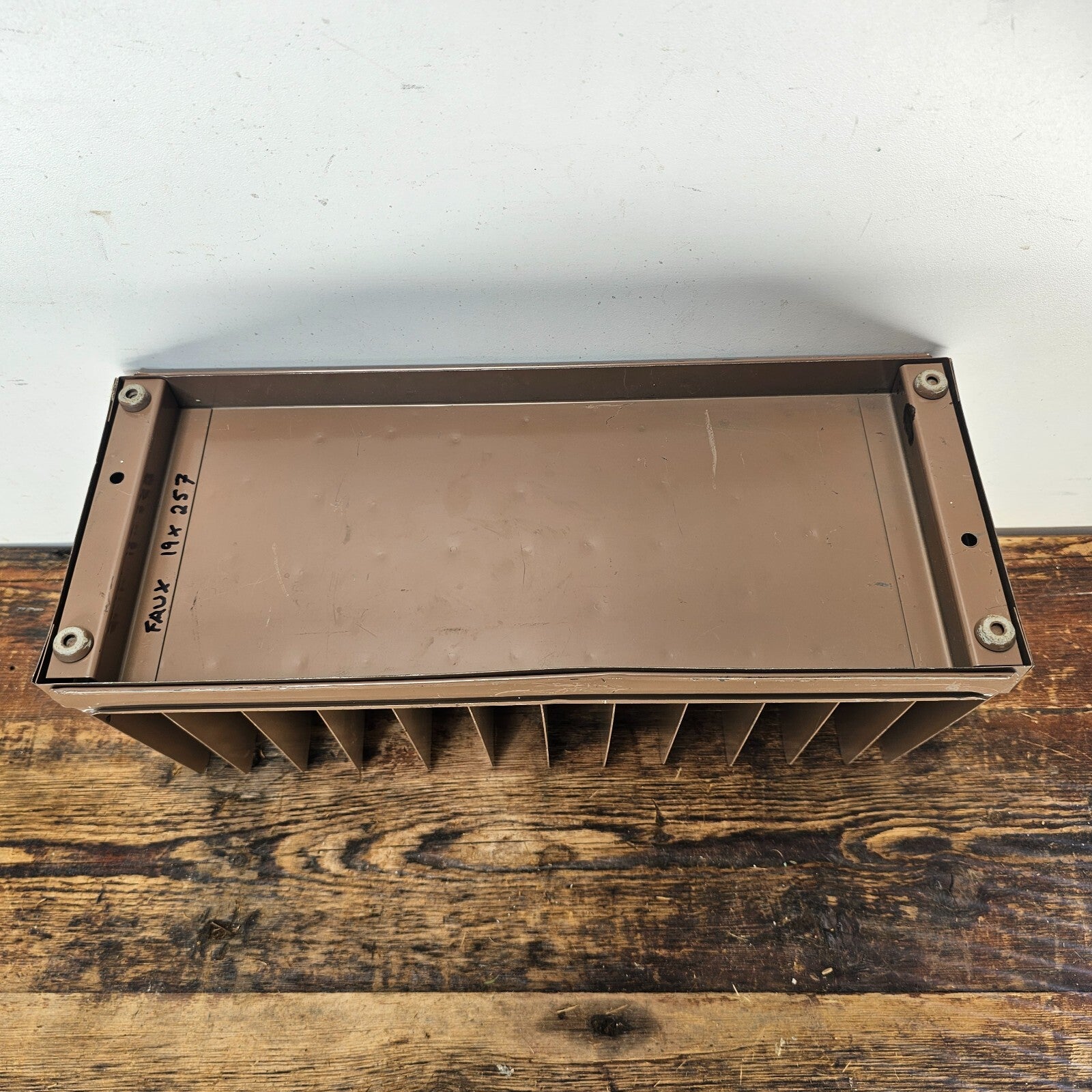 Vintage Small 12 Compartment Metal Desktop File Organizer 6.5"W x 6.5"H x 15"L