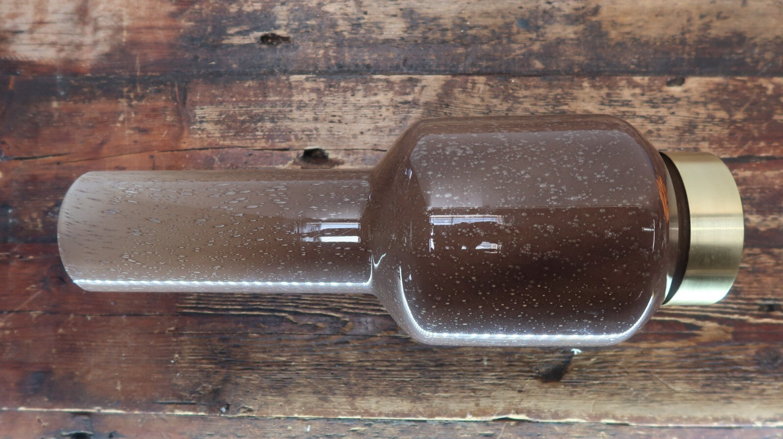 Reddish Brown Seeded Art Glass Vase H 16.5"