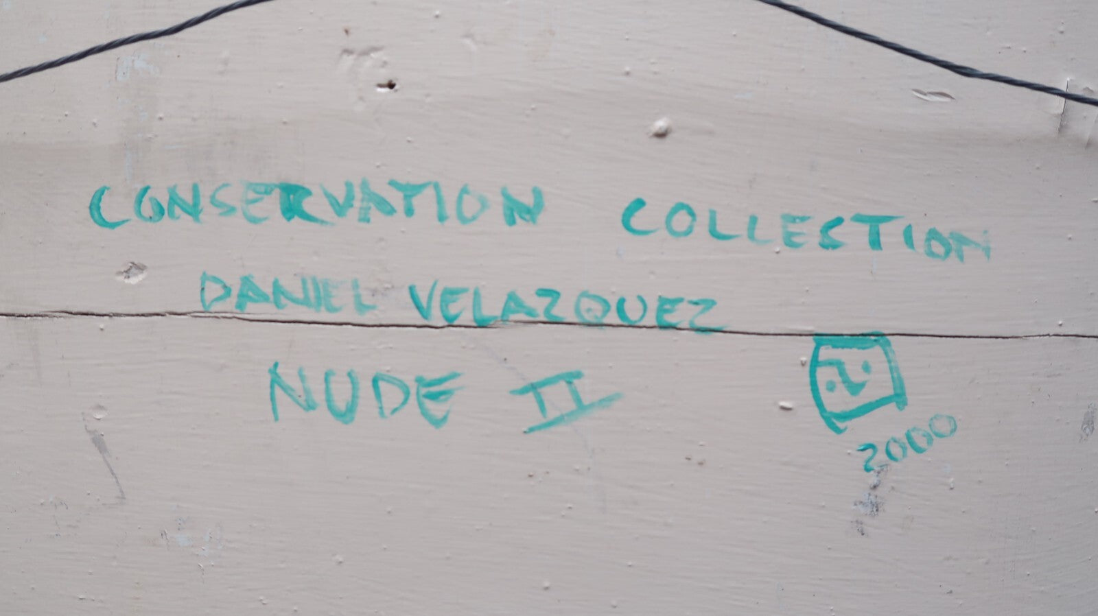 Hand Painted On Wood Cabinet Door Signed by Daniel Velazquez " Nude II " 2000