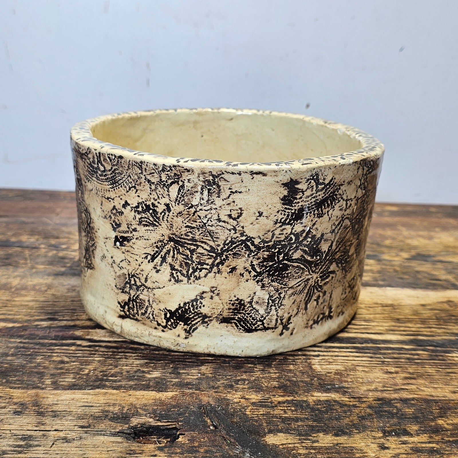 Studio Pottery Ceramic Planter Catch pot 7.25" Diameter x 4"H