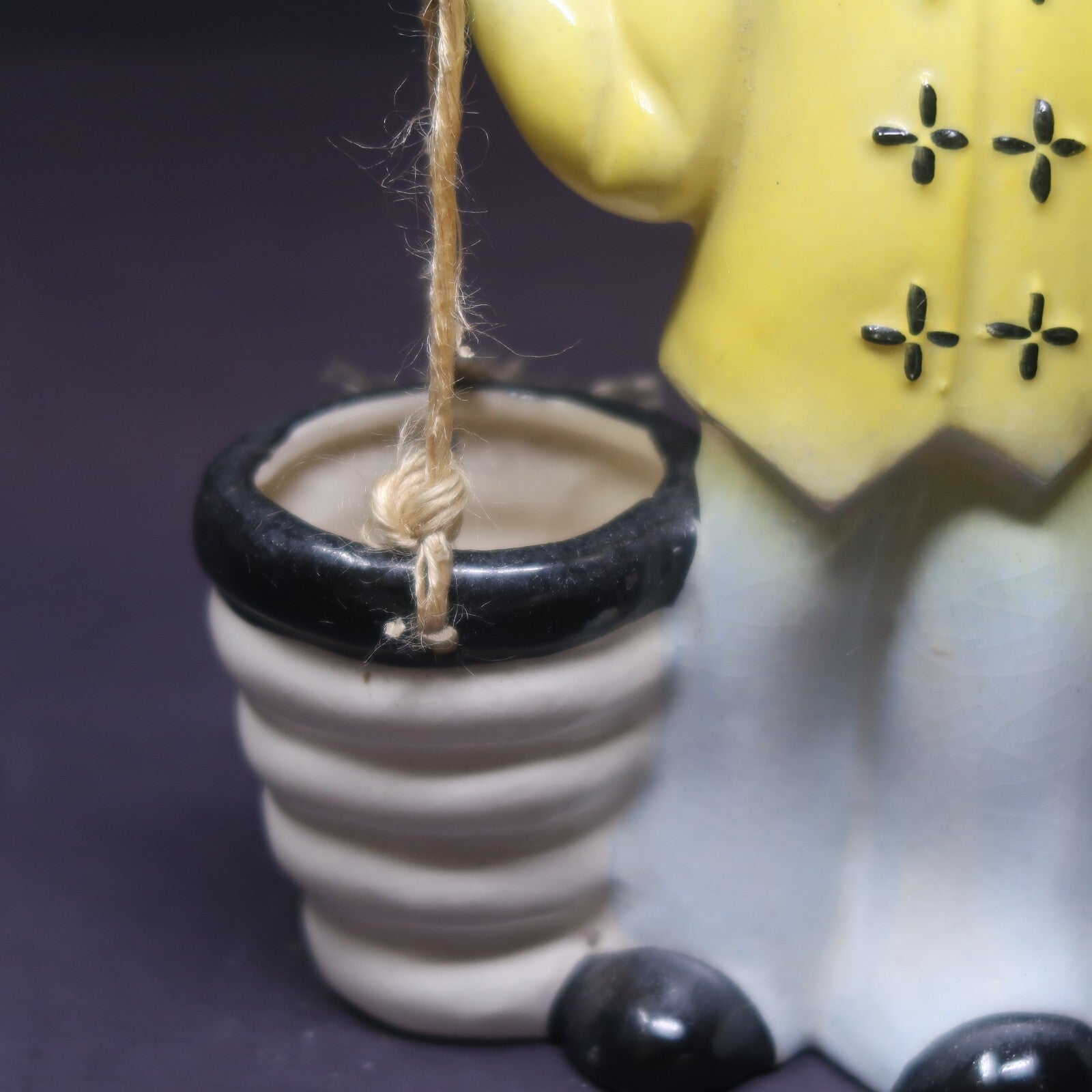 Vintage Chinese Ceramic Figurine Carrying Water Yoke With Buckets
