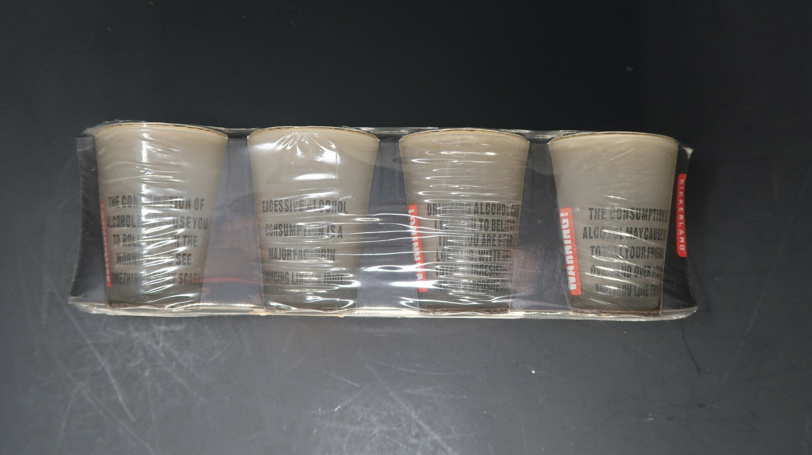 Set of 4 Alcohol Warning Shot Glasses