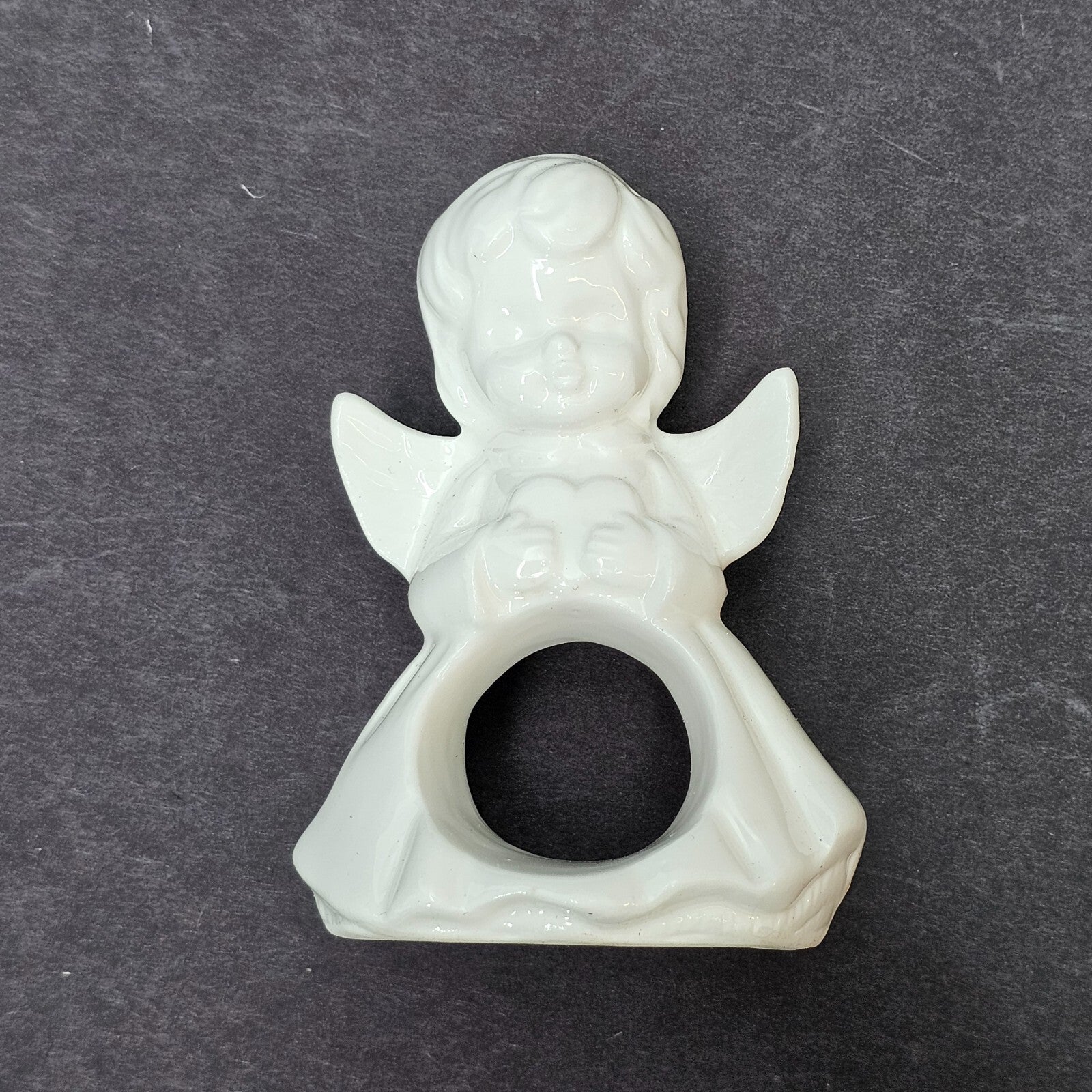 Set of 2 Ceramic Angel Napkin Holders Vintage 3.25" H