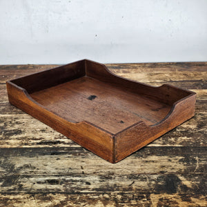 Vintage Walnut Triple Cutout Desk Tray (1950s-1960s)