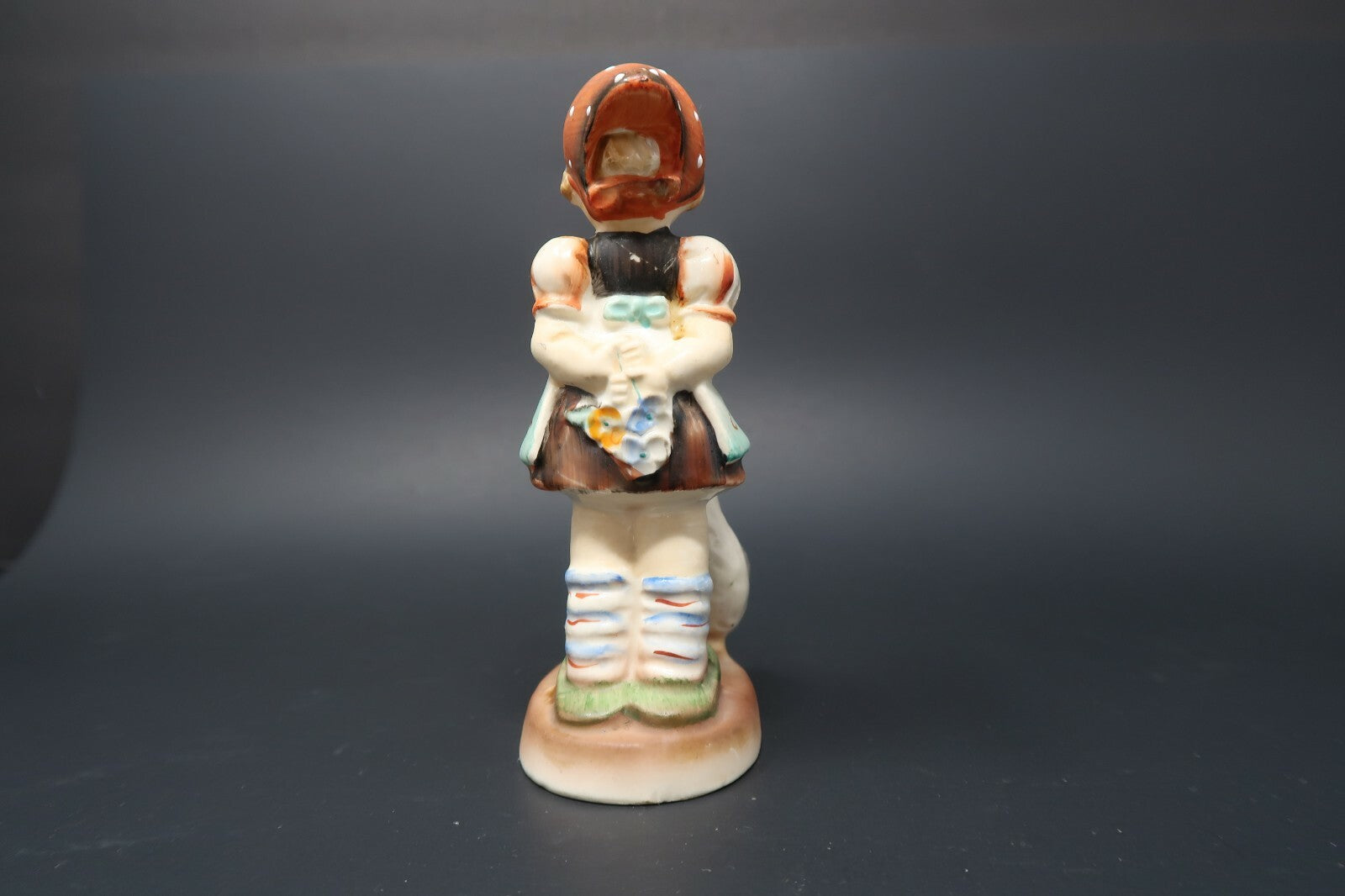 Vintage 1930s Bisque Porcelain Singing girl and two ducks Japan H 5.5"