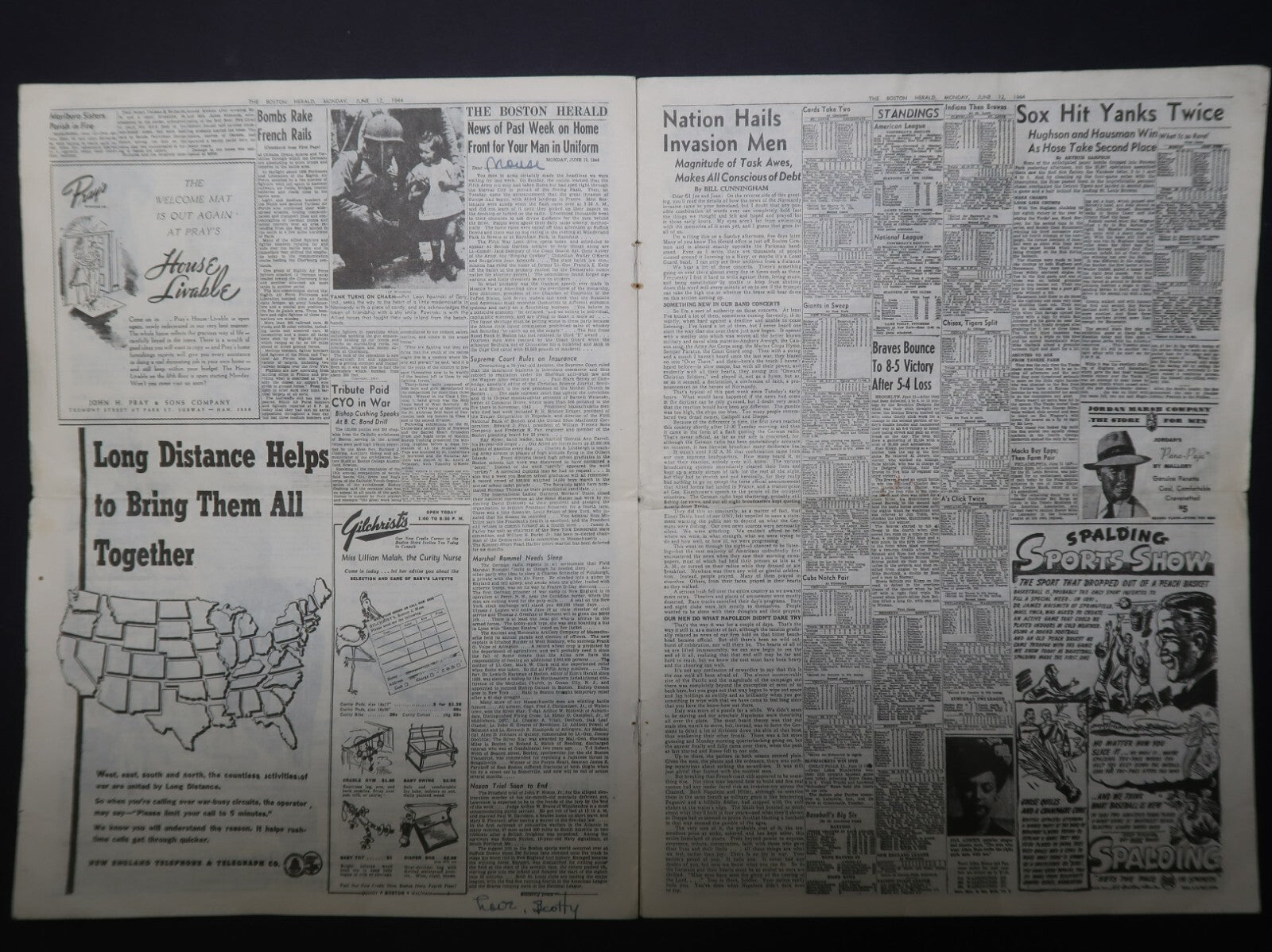 The Boston Herald Late City Edition 1944 June 12 Allies Push Deep Into France