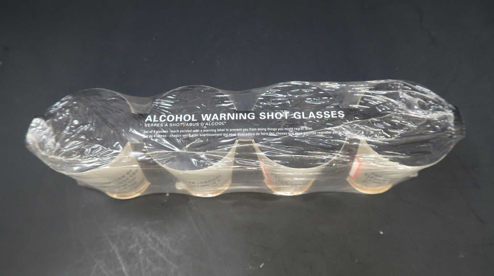 Set of 4 Alcohol Warning Shot Glasses