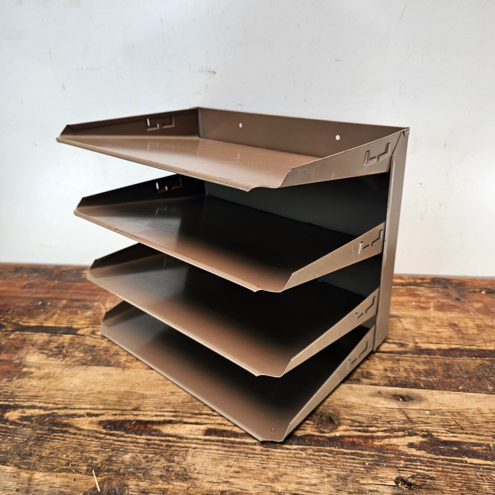 Vintage 4-Tier Wall-Mounted / Desktop Steel File Organizer