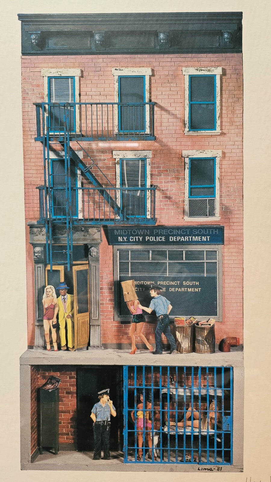 Hely Lima Signed -  New York Facades, 1981 - 1982 - Exhibition Poster