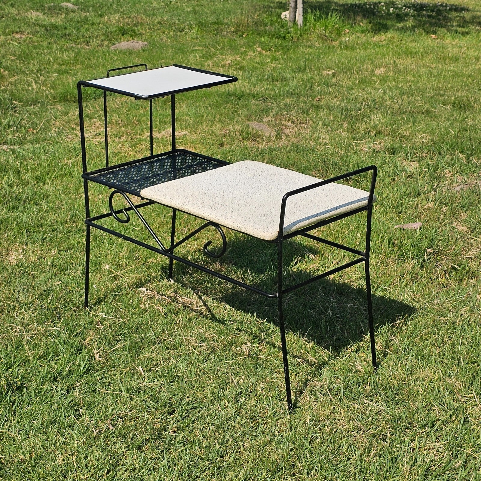 Vintage Mid Century Retro Telephone Table Gossip Bench Atomic Space Age