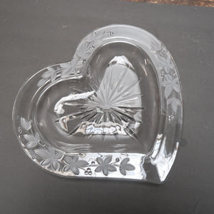 Heart Shape Glass Dish Trinket 12.5" x 12" x H 1"