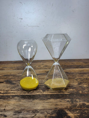 Set of 2 Glass Hourglasses - 5Min & 10Min Decorative Sand Timers