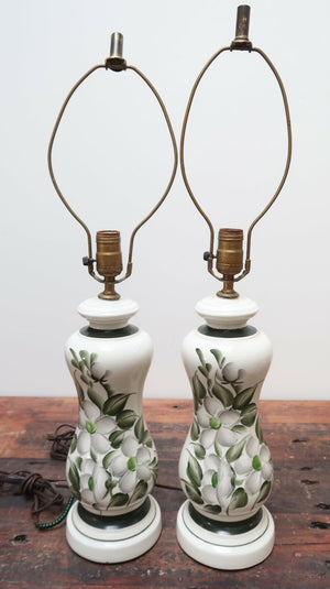 Set of 2 Hand Painted Flower Porcelain Table Lamp 5.5" x 5.5" x H17.5"