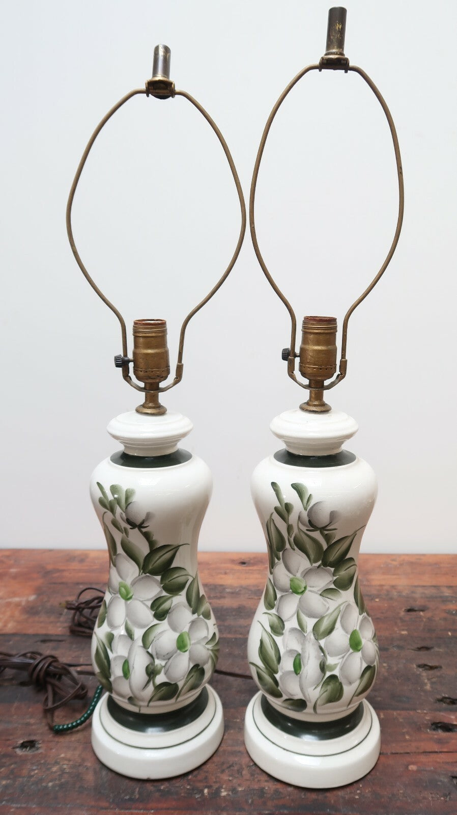 Set of 2 Hand Painted Flower Porcelain Table Lamp 5.5" x 5.5" x H17.5"