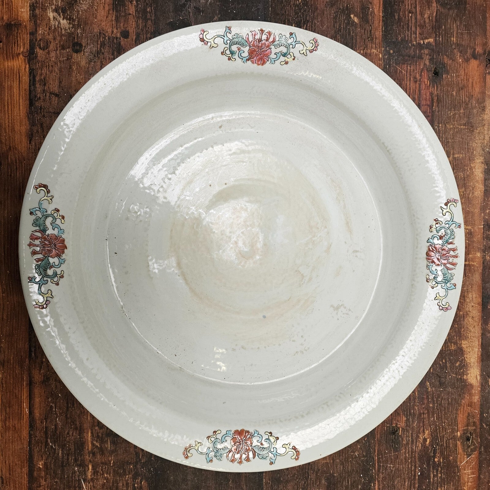 Antique Chinese Ceramic Planter Saucer Blanc de China Marked JIAQUING 19" Dia (B
