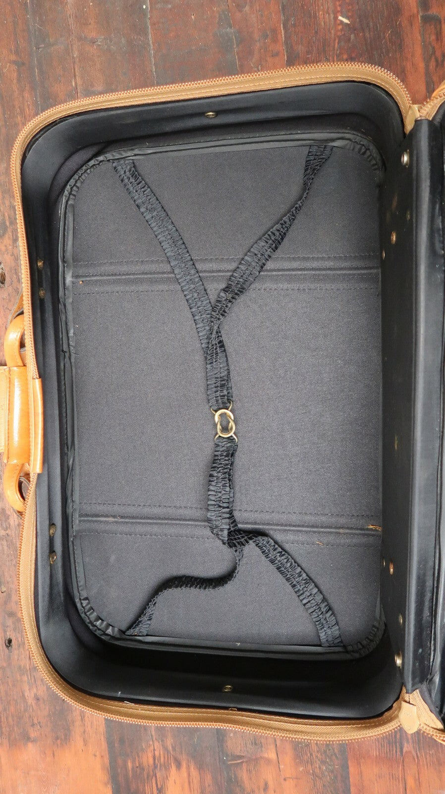 Vintage Faux Leather Luggage Travel Bag Khaki 22" x 14" x 6.5"
