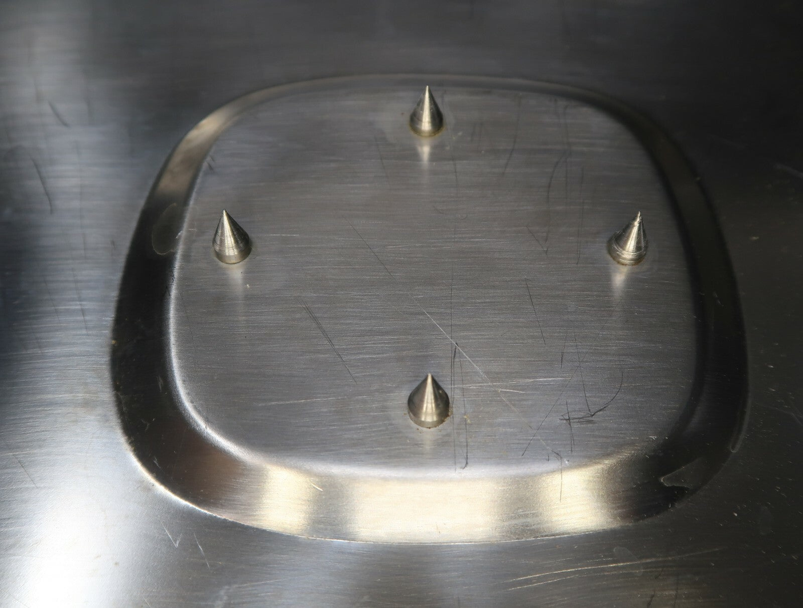 Vintage Stainless Steel Food Carving Tray Platter 4 Spikes Made In Japan