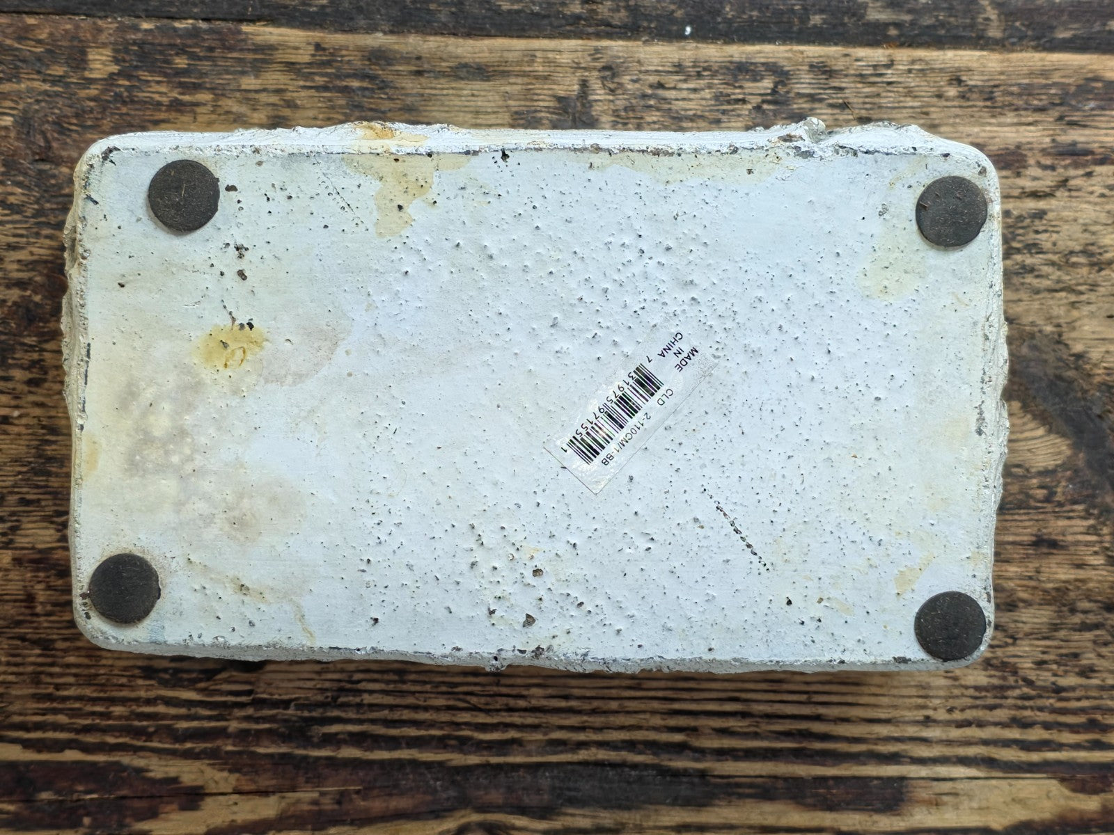 Birch Bark Texture Cement Planter – Rustic White Rectangular Pot 8.5"