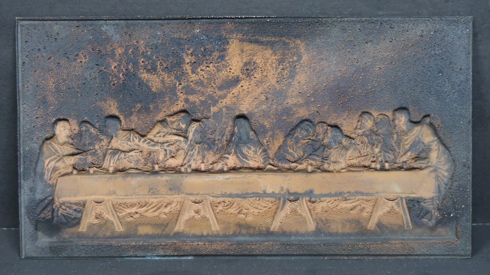 Vintage The Last Supper Metal Relife Art 5.25" x 9.75"