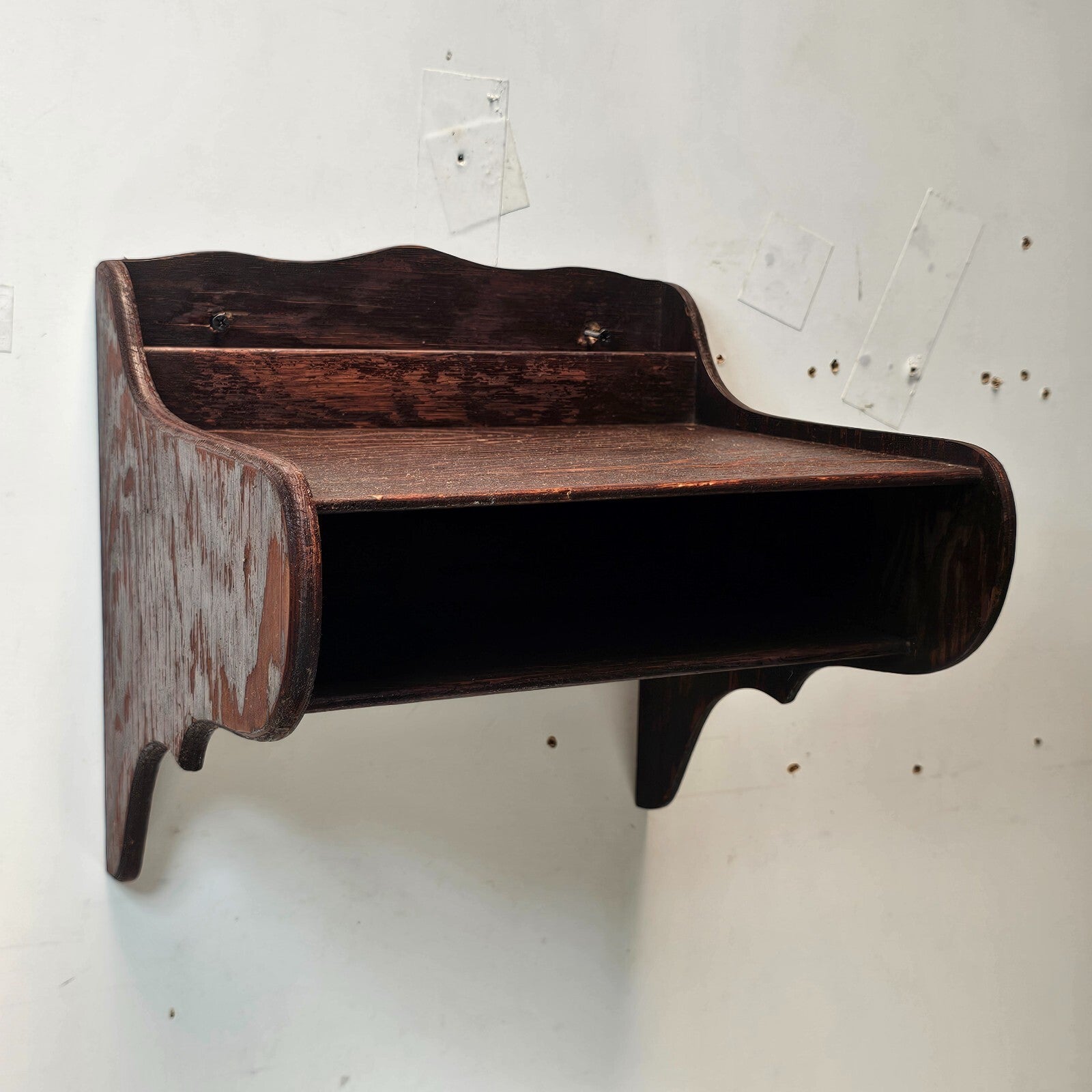 Vintage Laminated Oak Wall-Mount Writing Desk  (Circa 1930s-1940s)