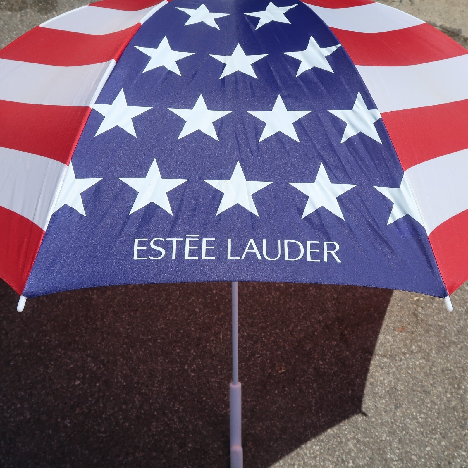 Set of 2 American Flag 30" x 51" With Pole & Estée Lauder American Flag Umbrella