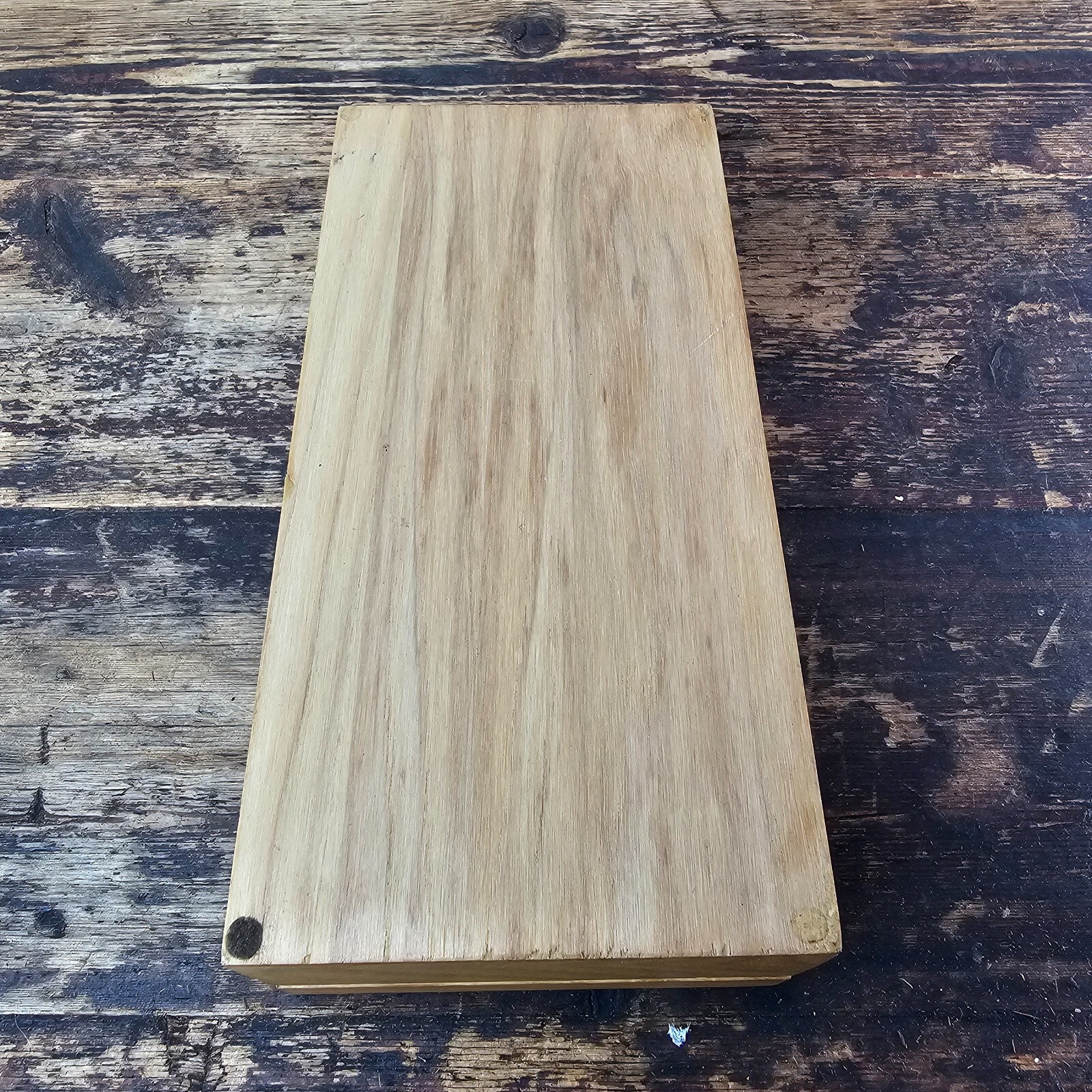 Vintage Solid Oak Wooden Hinged Box / Storage Case