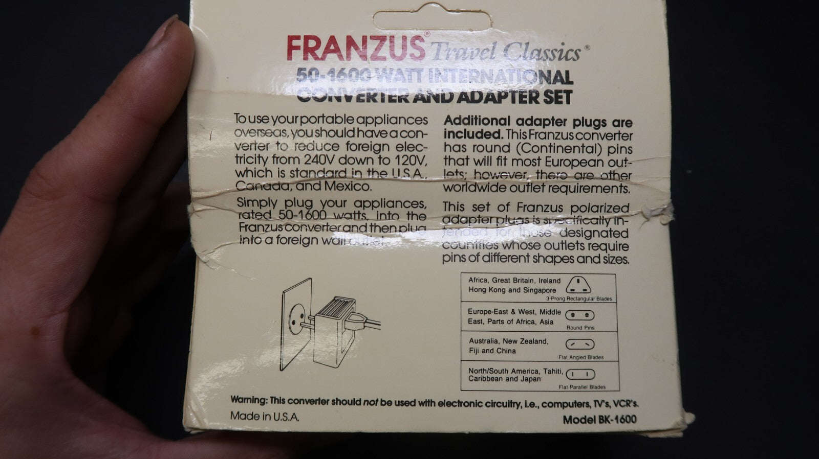 Franzus Travel-Lite Worldwide Converter Adapters Model BK-1600