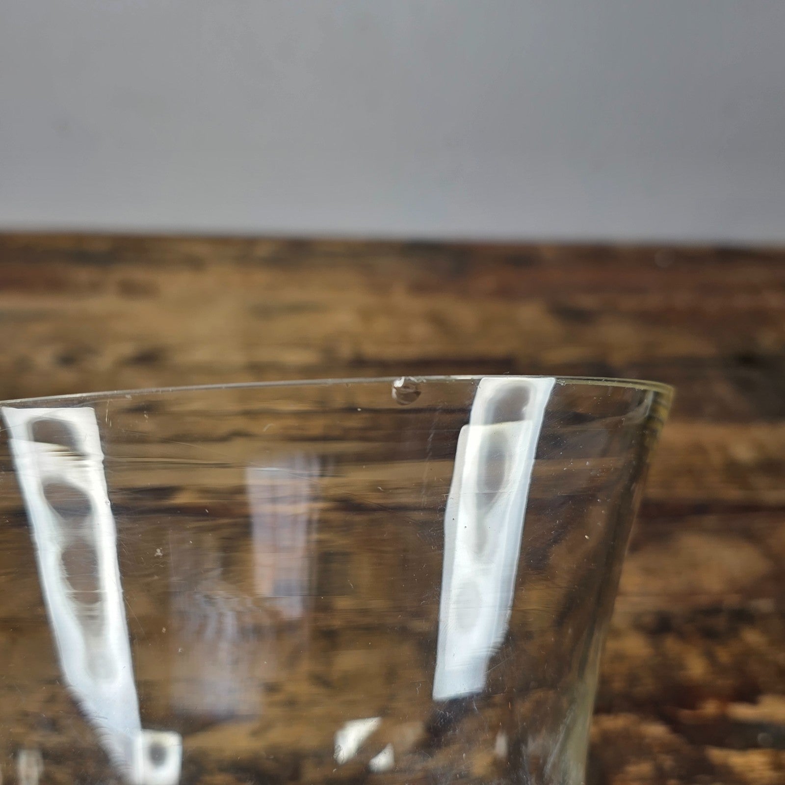 Vintage Thick Glass Hurricane Vase / Trumpet Hourglass Shape 6.5” Heavy Base