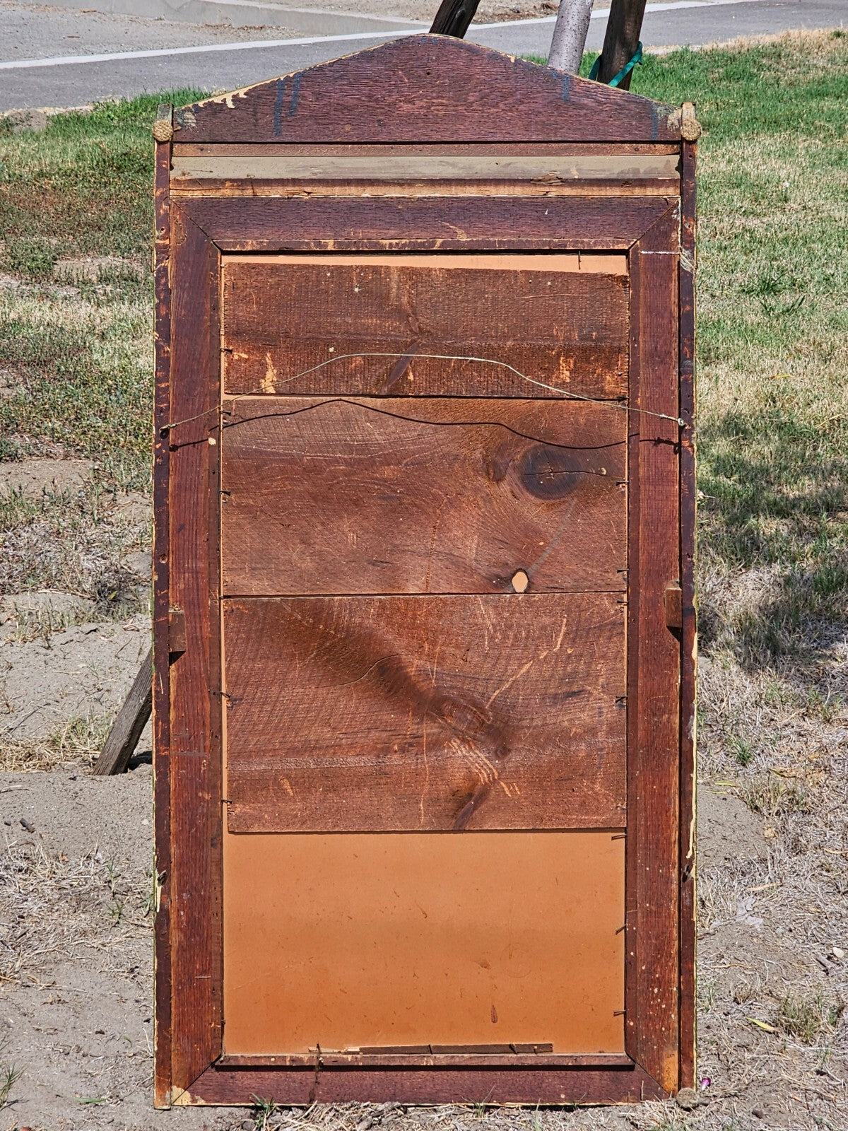 Antique Green Carved Wood Wall Mirror 54" Tall x 27.25" Wide x 4" D