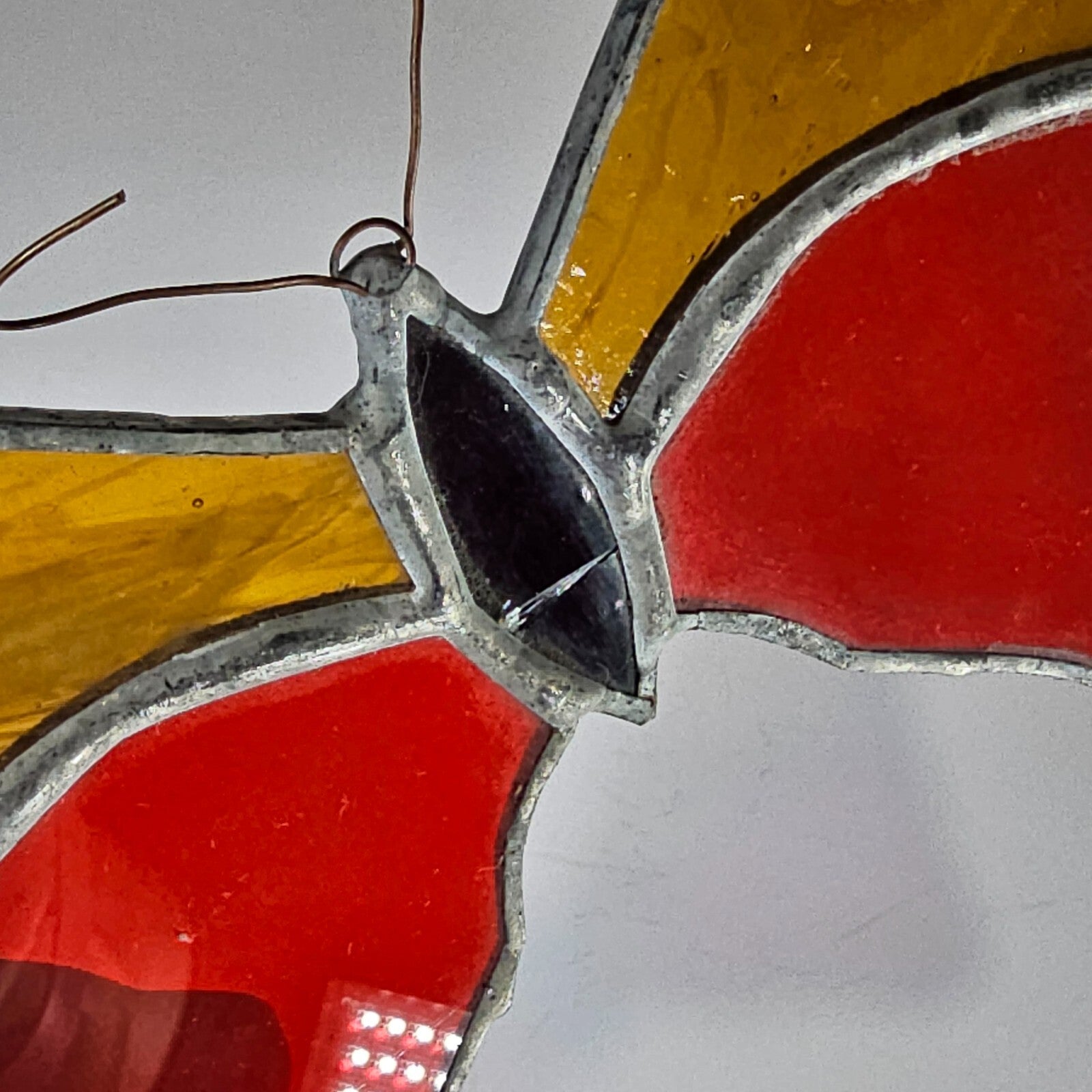 Vintage Butterfly Stained Glass Sun Catcher 8" x 4.5"