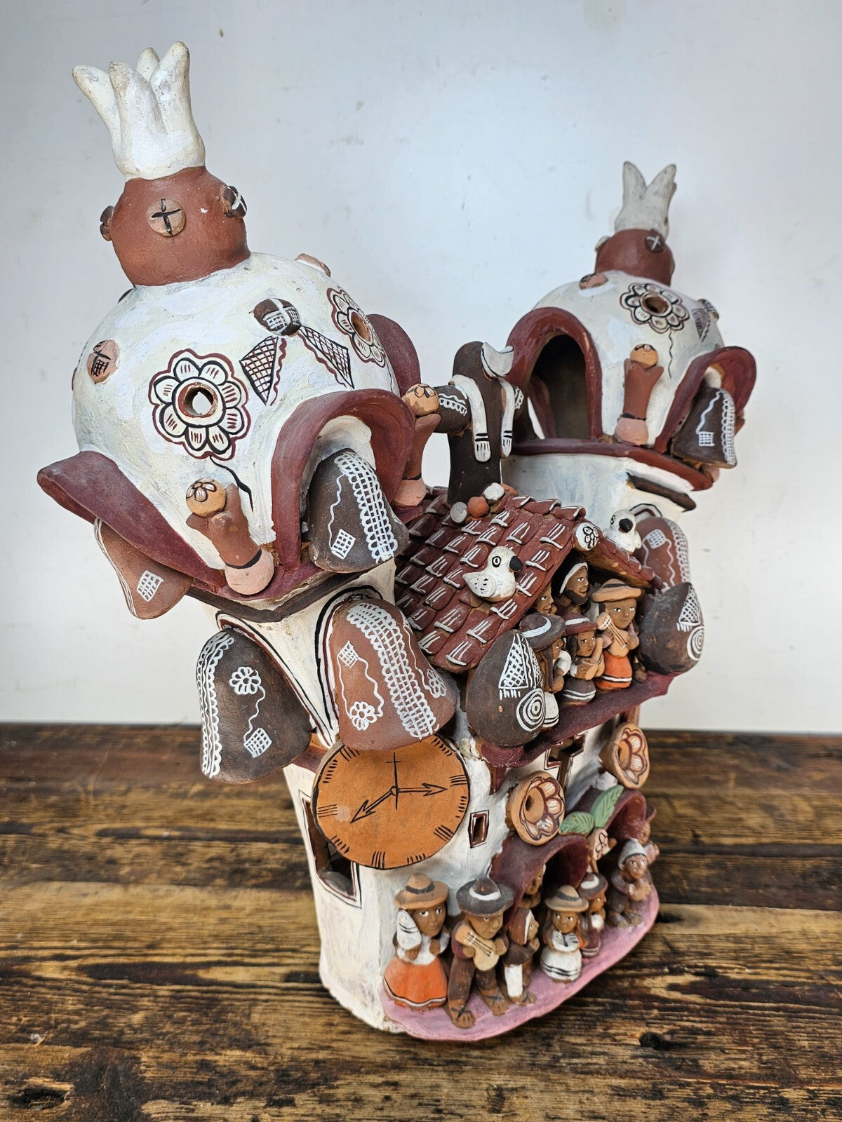 Ayacucho Artisan Terra Cotta Church Folk Art Peruvian Ornament 17"W x 16"H