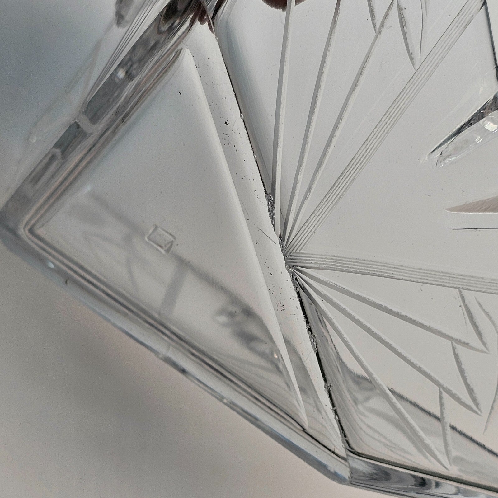 Heisey Etched Floral Clear Mint Dish Tri Handled Triangle Glass Bon Bon No Lid