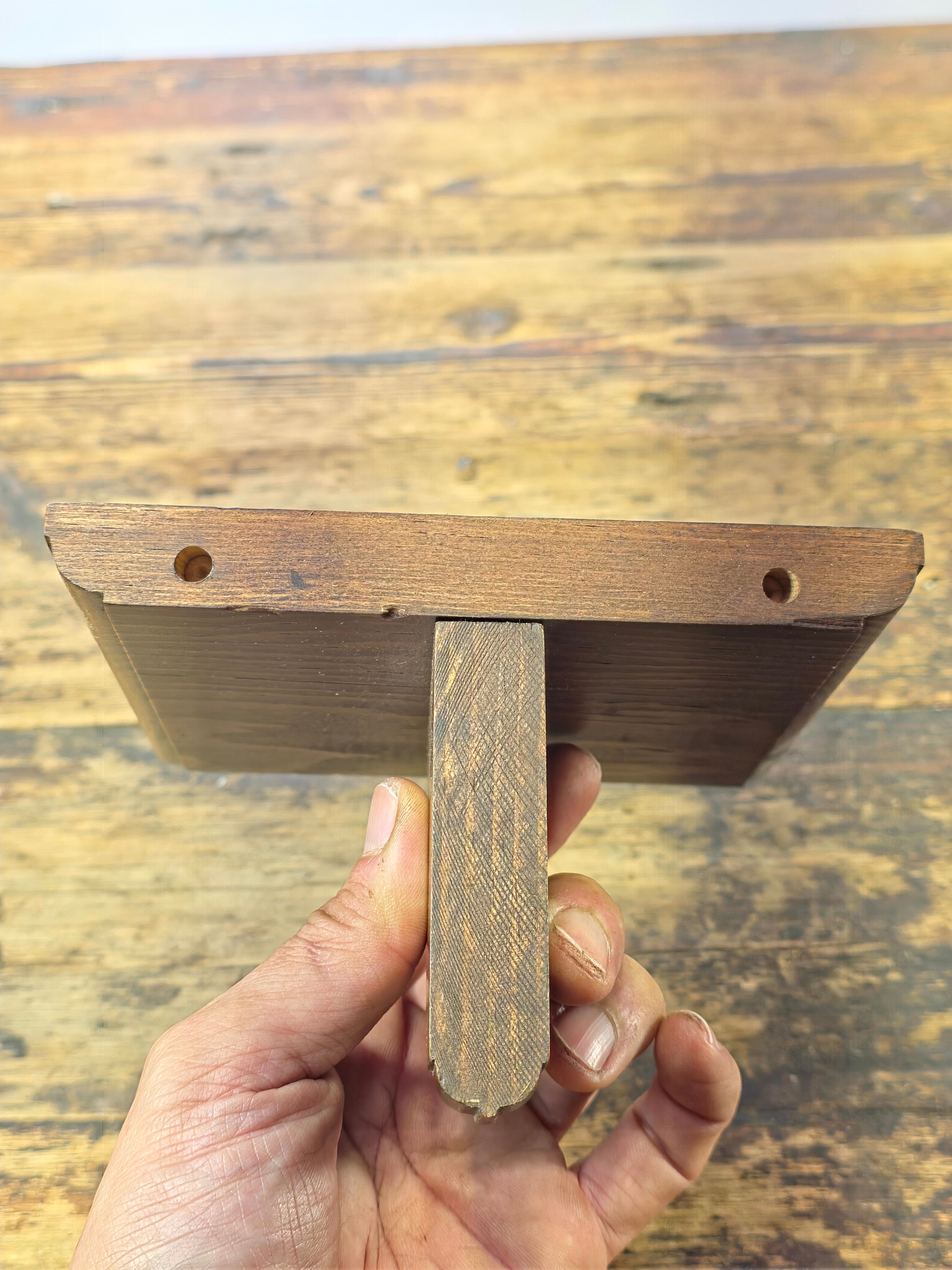 Vintage 1980s Small Wooden Wall Display Shelf - New Old Stock (NOS)