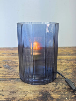 IKEA MIKROKLIN Table Lamp - 12-Sided Ribbed Glass Prism - Blue/Purple Smoke