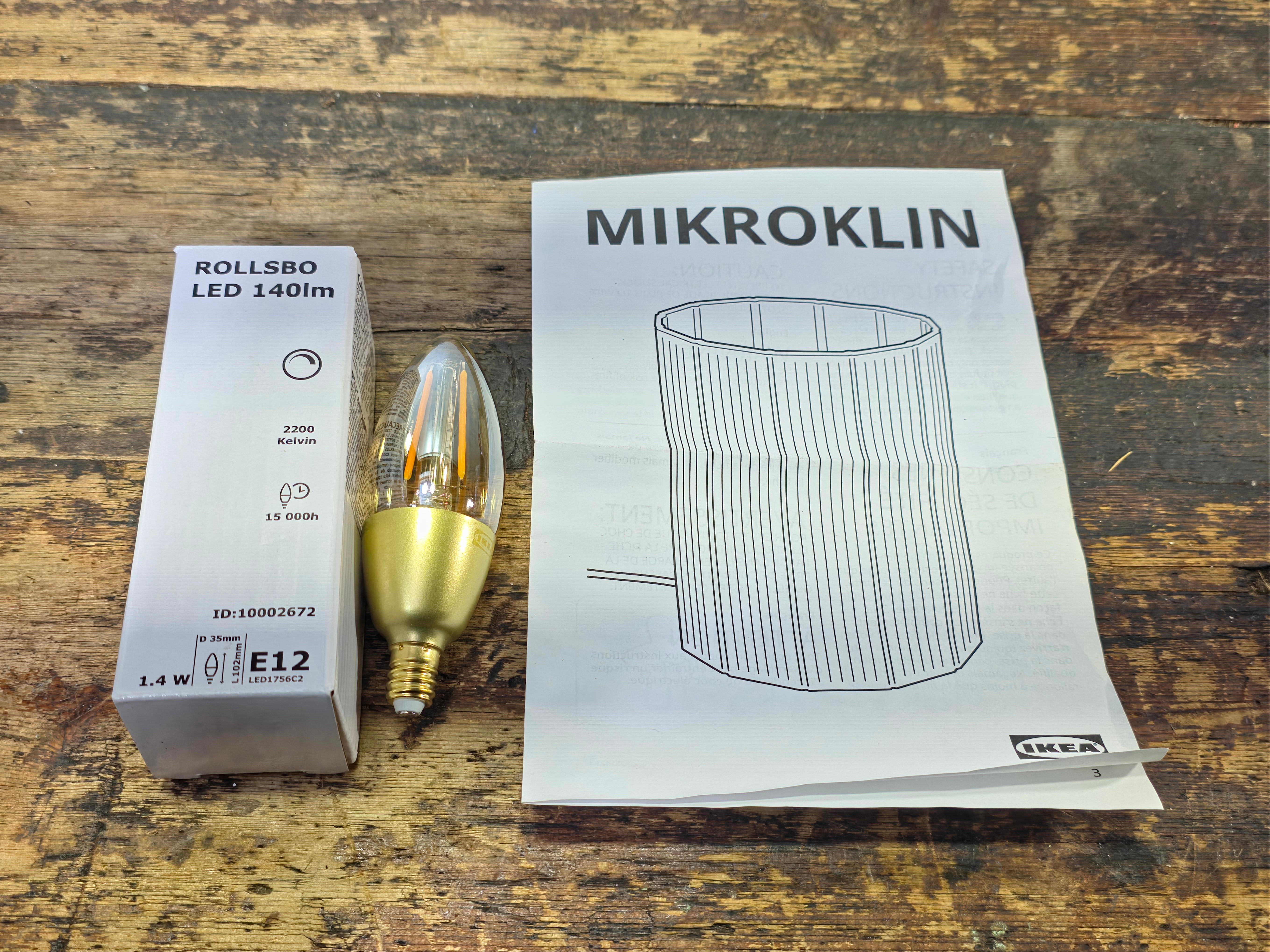 IKEA MIKROKLIN Table Lamp - 12-Sided Ribbed Glass Prism - Blue/Purple Smoke