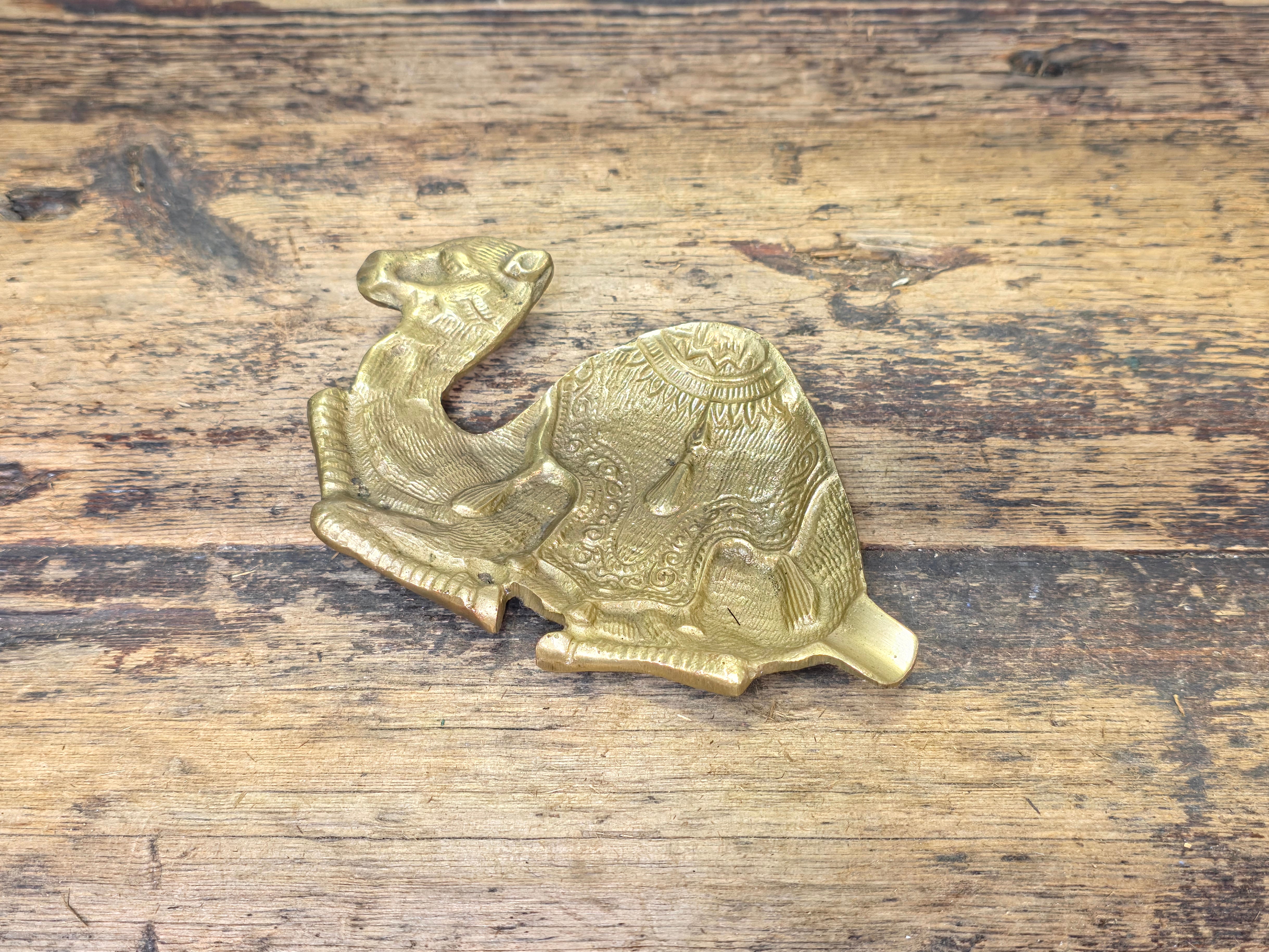 Vintage Solid Brass Camel Tray - Ornate Middle Eastern Style Decorative Ashtray