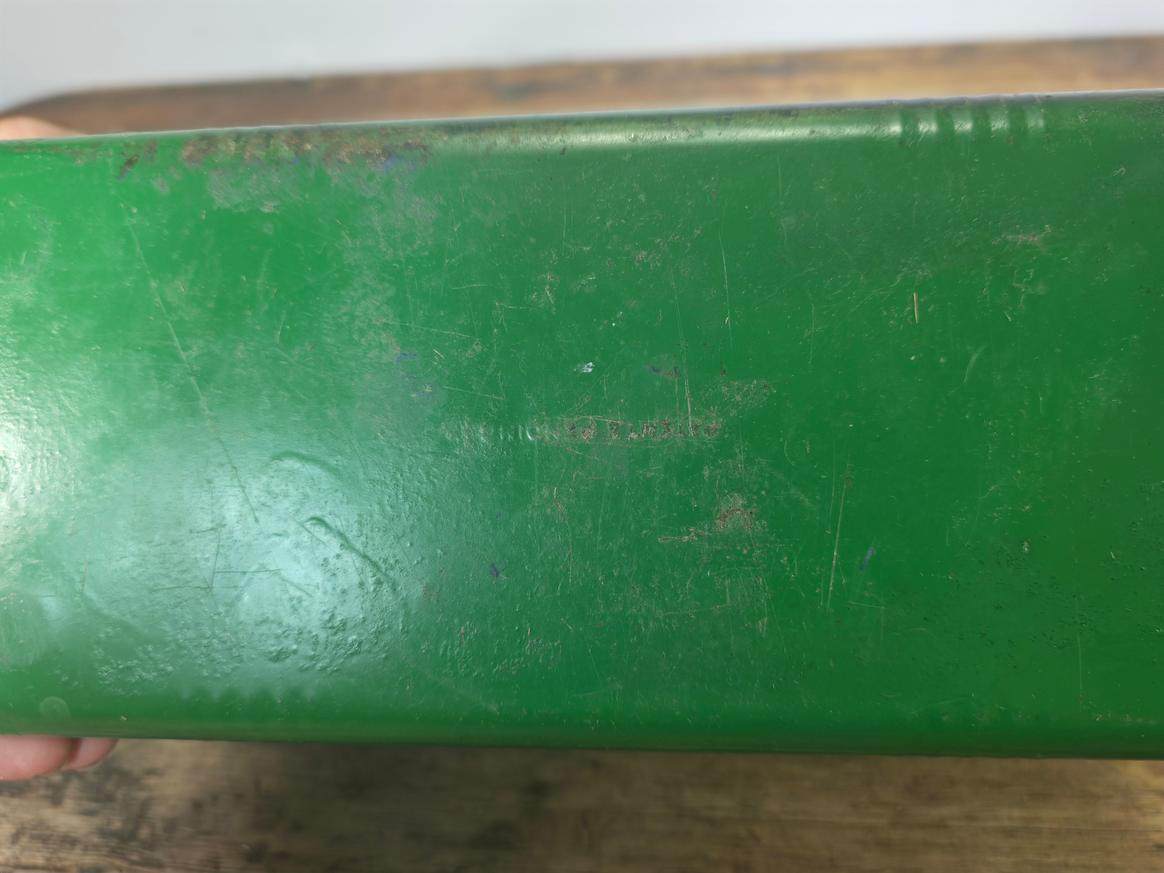 Vintage Industrial Dome-Top Metal Lunch Box - Deep Green Repaint Rustic