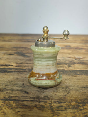 Vintage Italian Onyx & Brass Pepper Mill - Guaranteed Steel Italy - Mid-Century