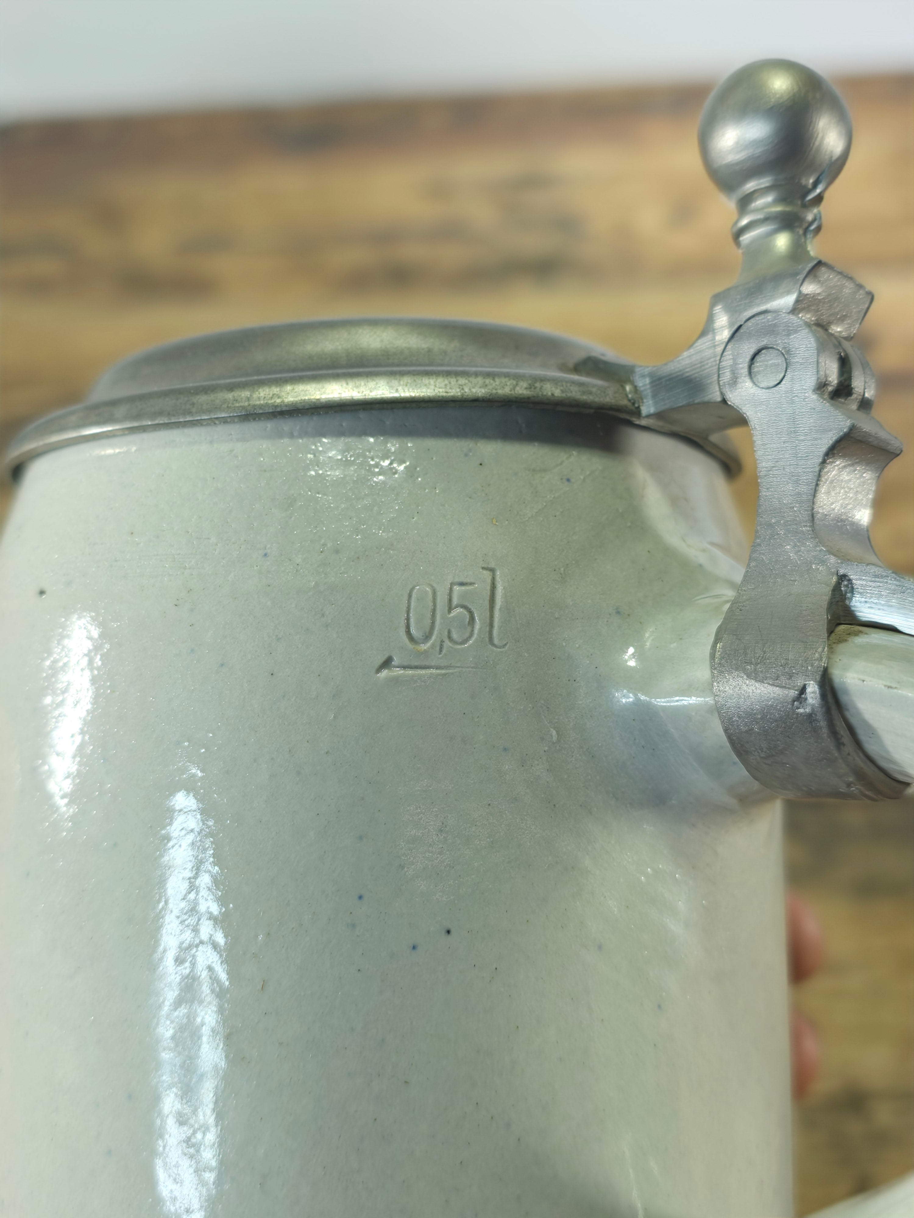 Vintage German Beer Stein - Classic Elk Wildlife Scene - Signed Rein Zinn Pewter