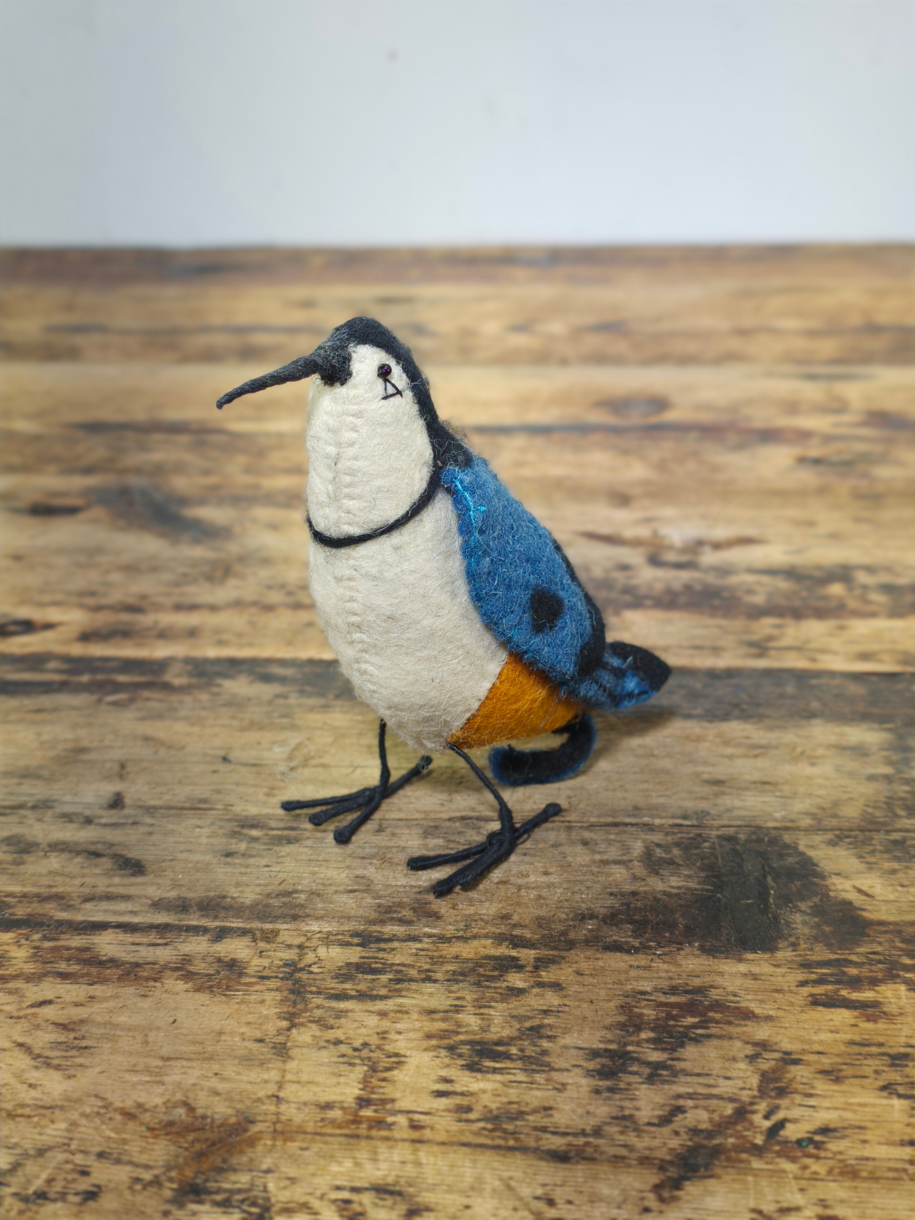 Charley Harper Nuthatch Felt Bird - Licensed Gold Leaf Design Group - Folk Art