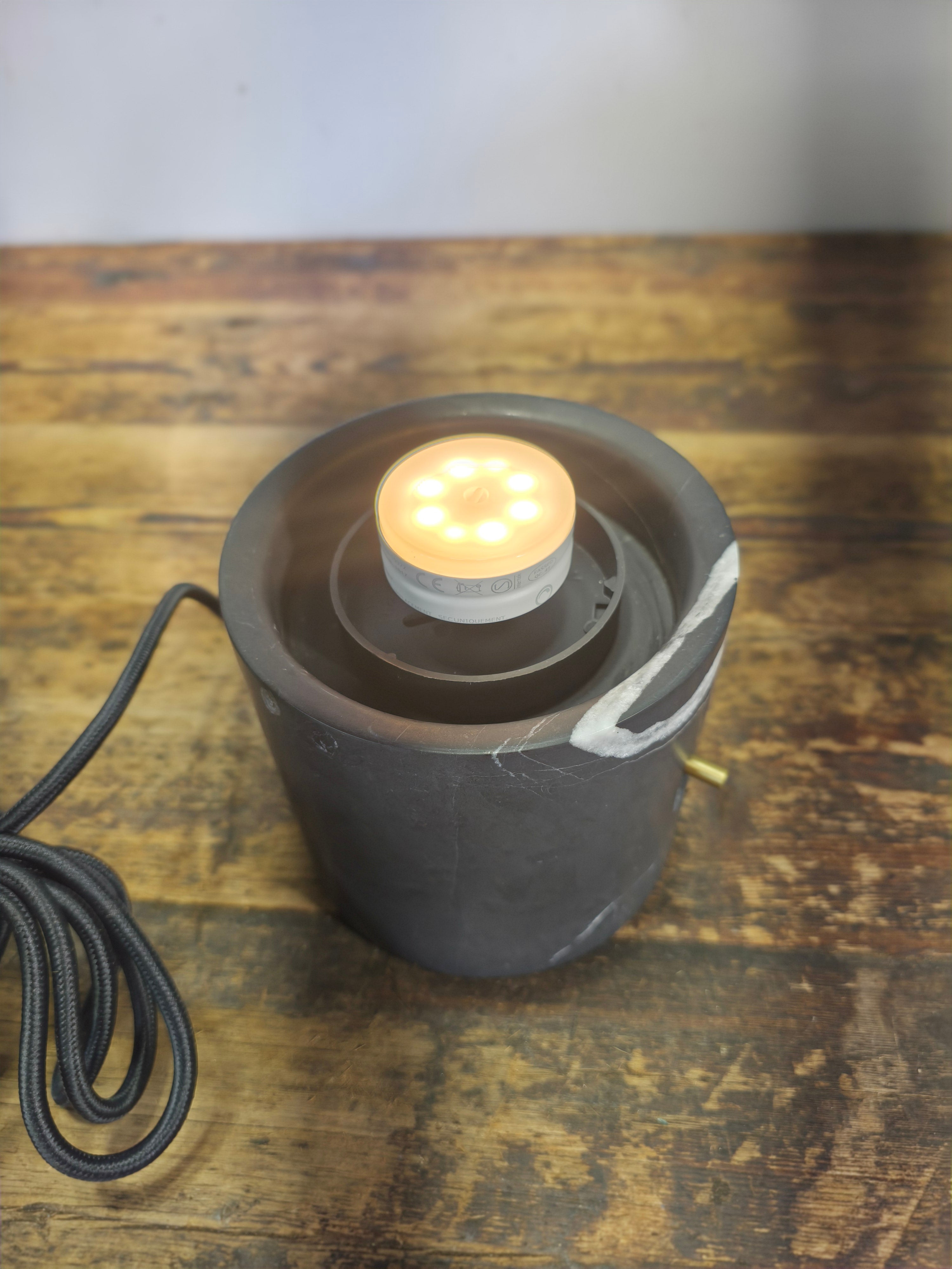 IKEA EVEDAL Table Lamp - Genuine Marble Base & Gray Blown Glass by Aaron Probyn