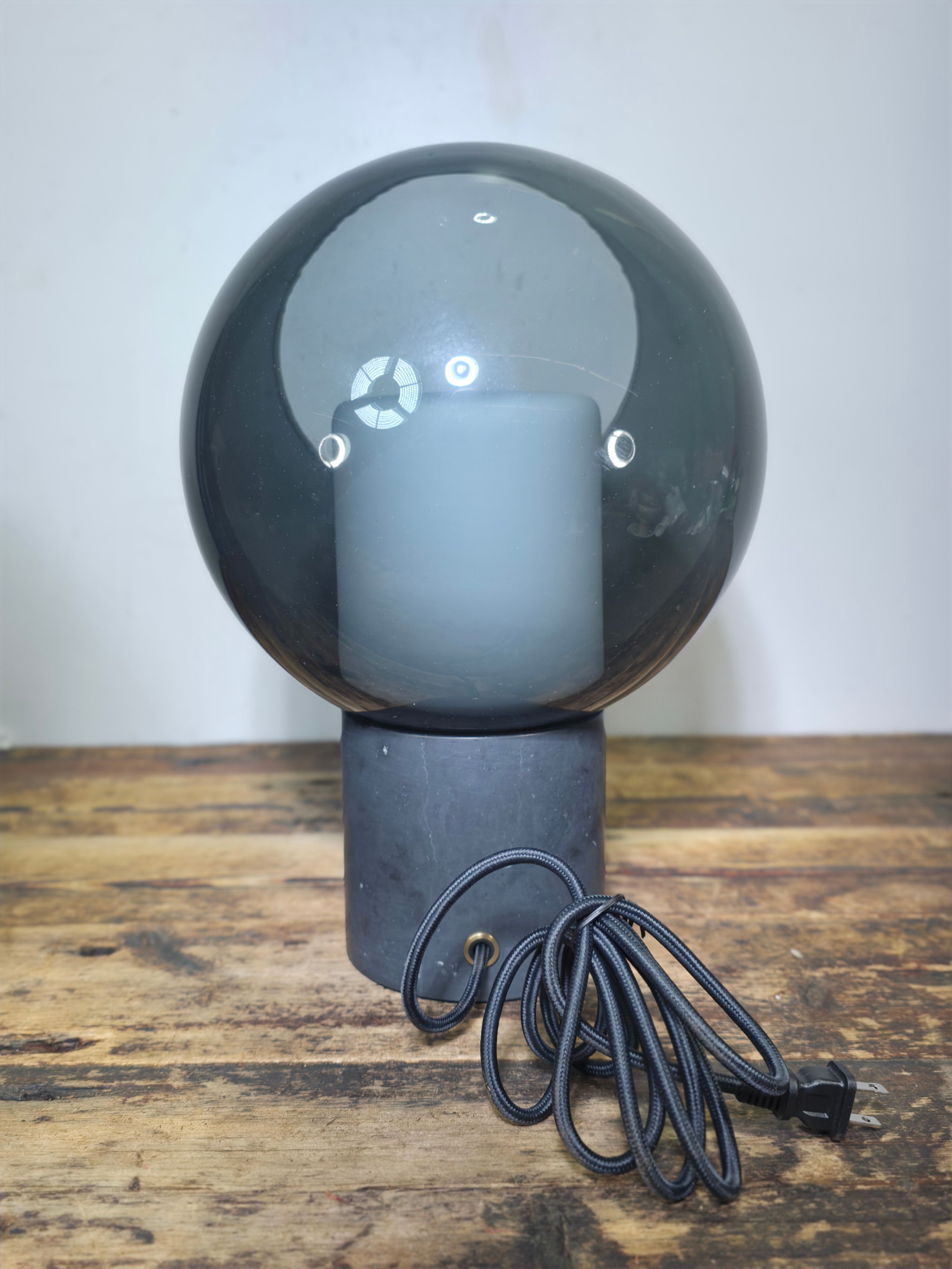 IKEA EVEDAL Table Lamp - Genuine Marble Base & Gray Blown Glass by Aaron Probyn