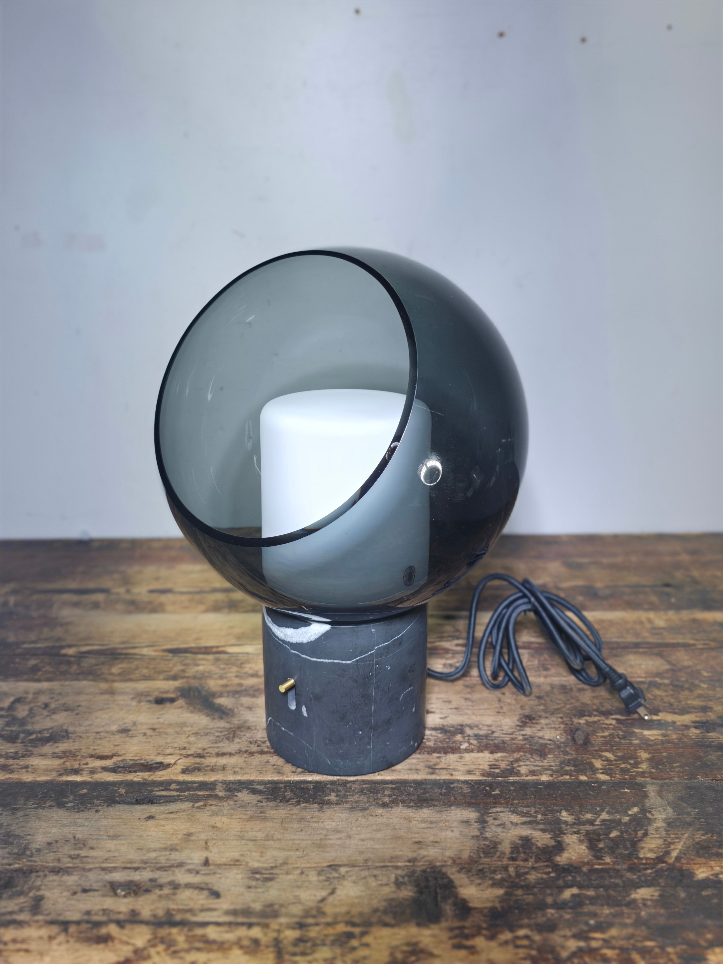 IKEA EVEDAL Table Lamp - Genuine Marble Base & Gray Blown Glass by Aaron Probyn