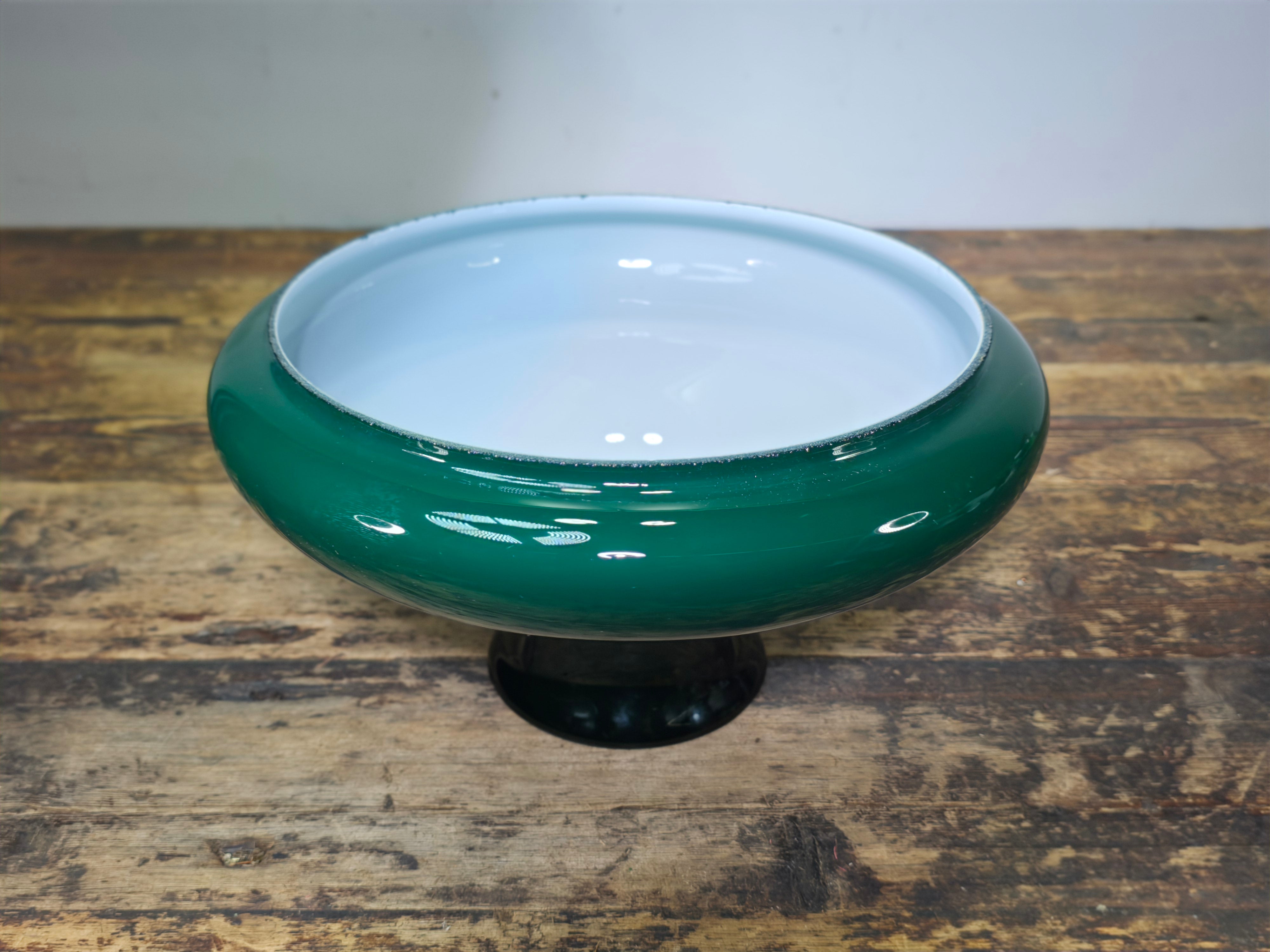 Vintage Lightcraft of California Emerald Green Glass Lamp Shade 11.75"Dia x 6.5"H