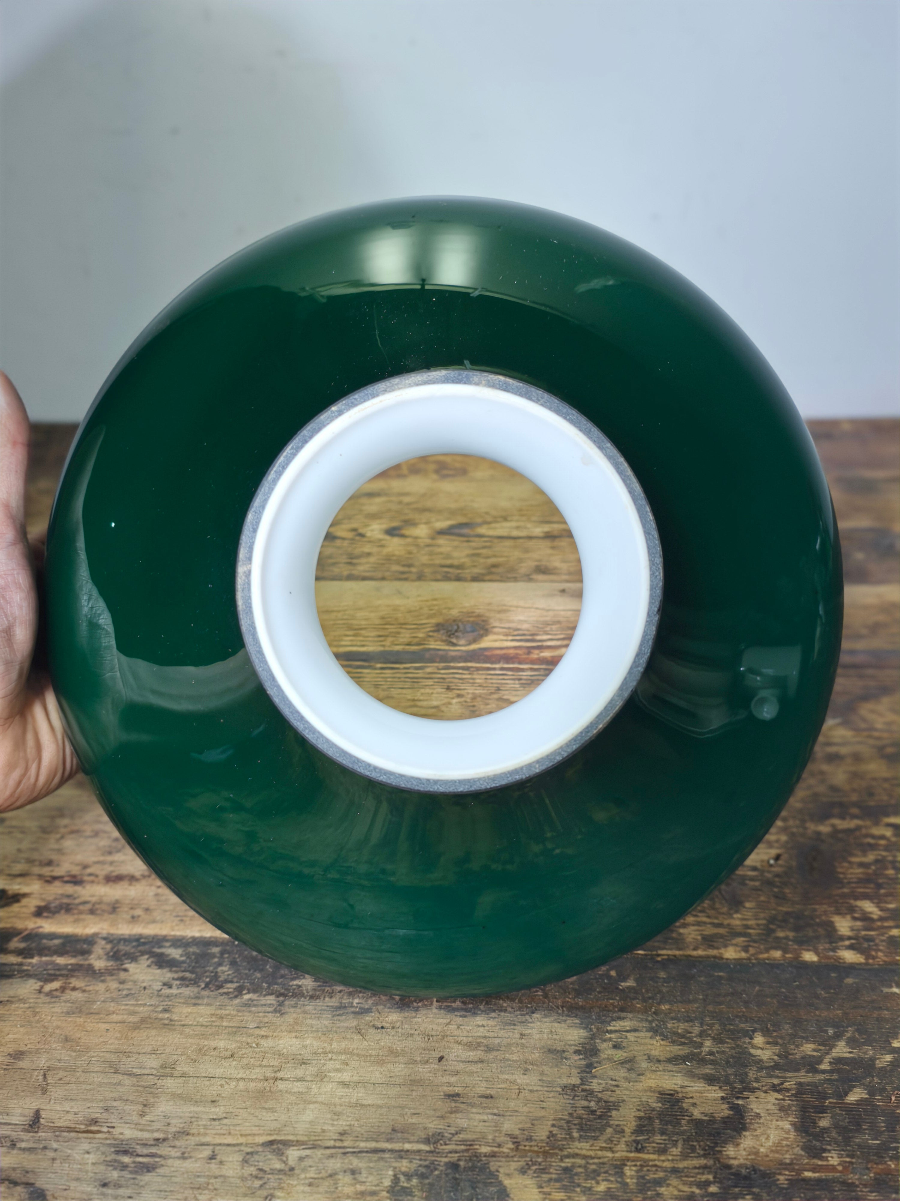 Vintage Lightcraft of California Emerald Green Glass Lamp Shade 11.75"Dia x 6.5"H