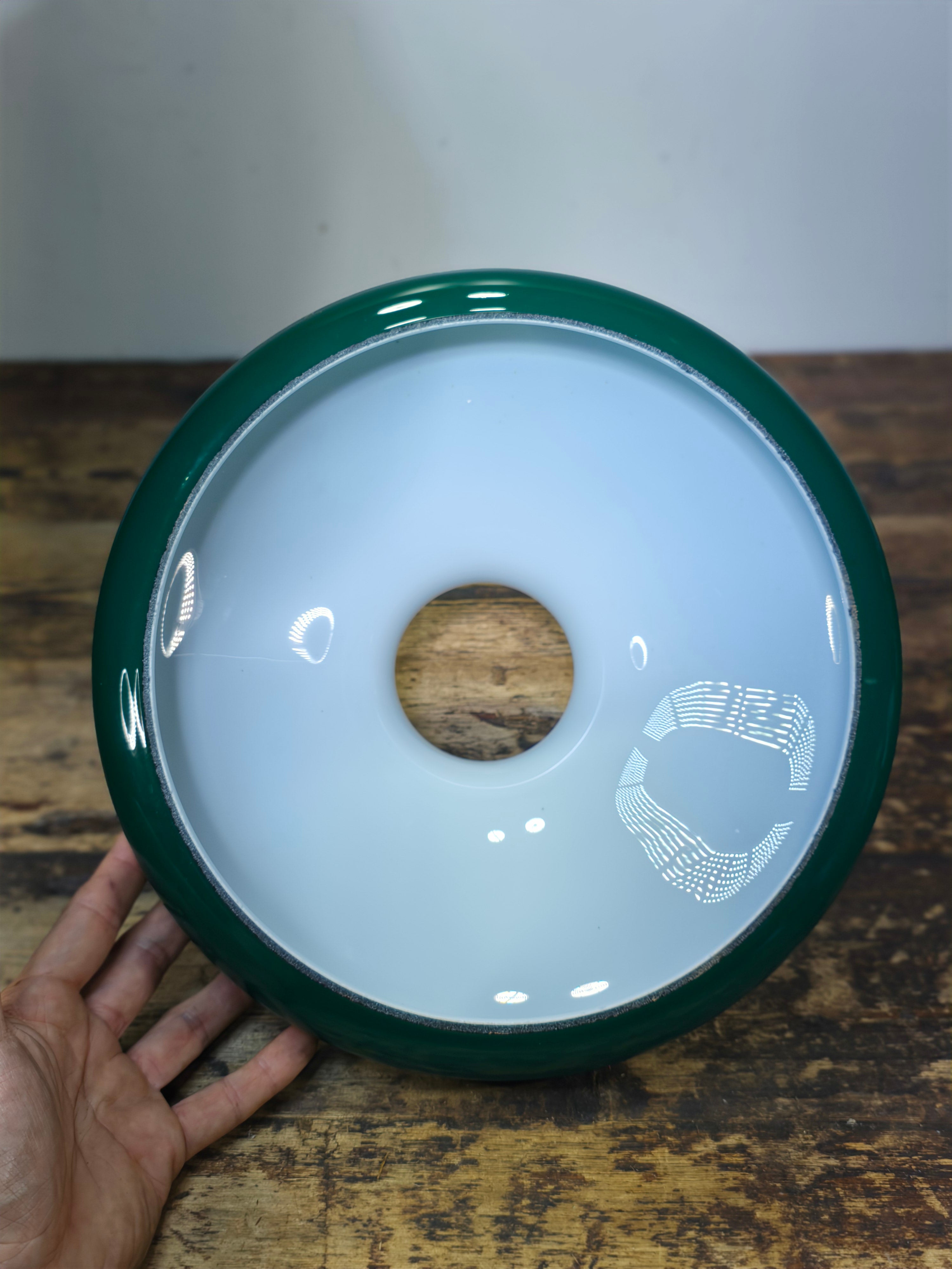 Vintage Lightcraft of California Emerald Green Glass Lamp Shade 11.75"Dia x 6.5"H