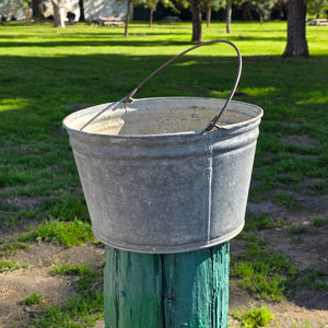 Vintage Galvanized Metal Utility Bucket - 3.5 Gallon Basin - Watertight Planter