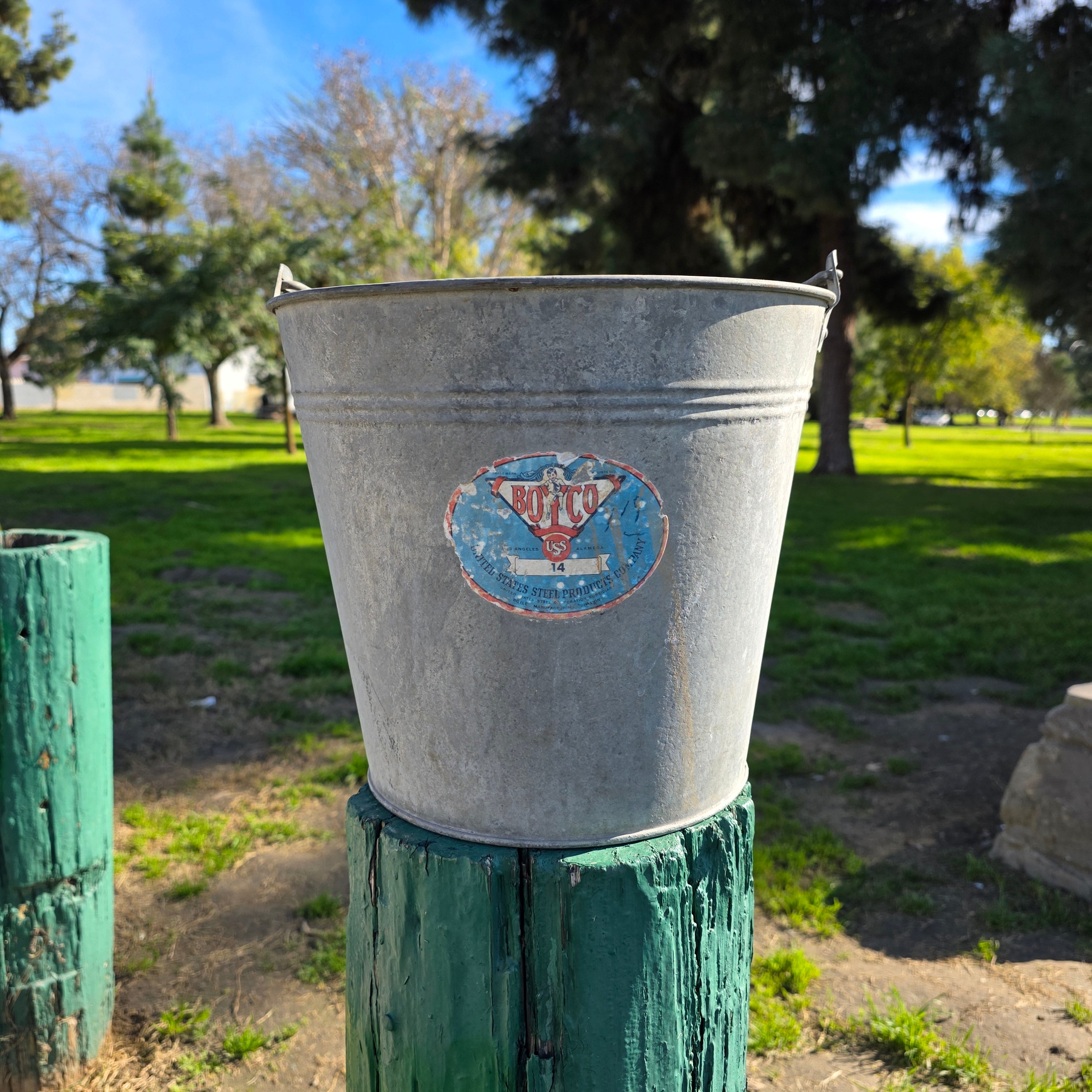 Vintage BOYCO Galvanized Metal Utility Bucket - 3 Gallon - USS 14