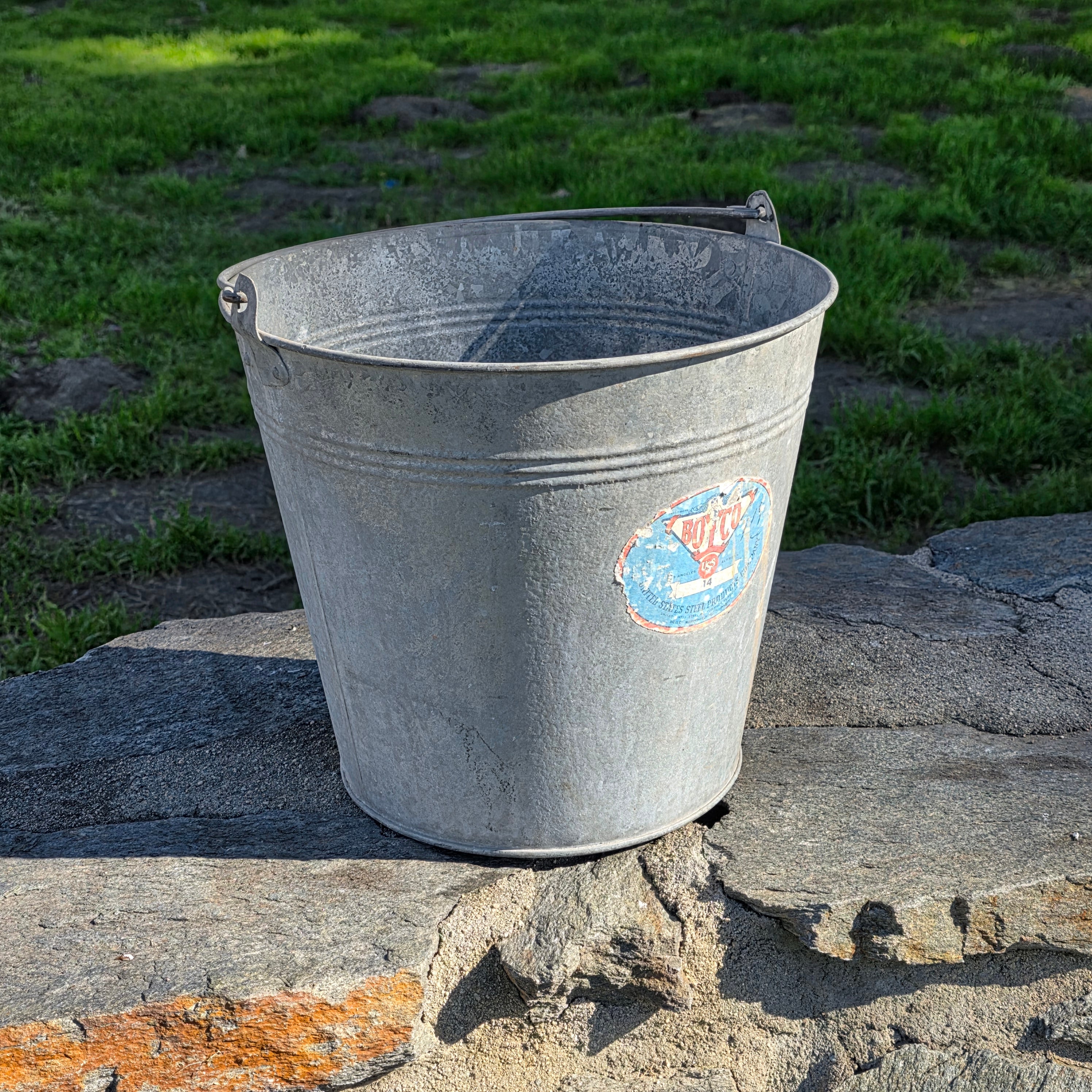 Vintage BOYCO Galvanized Metal Utility Bucket - 3 Gallon - USS 14