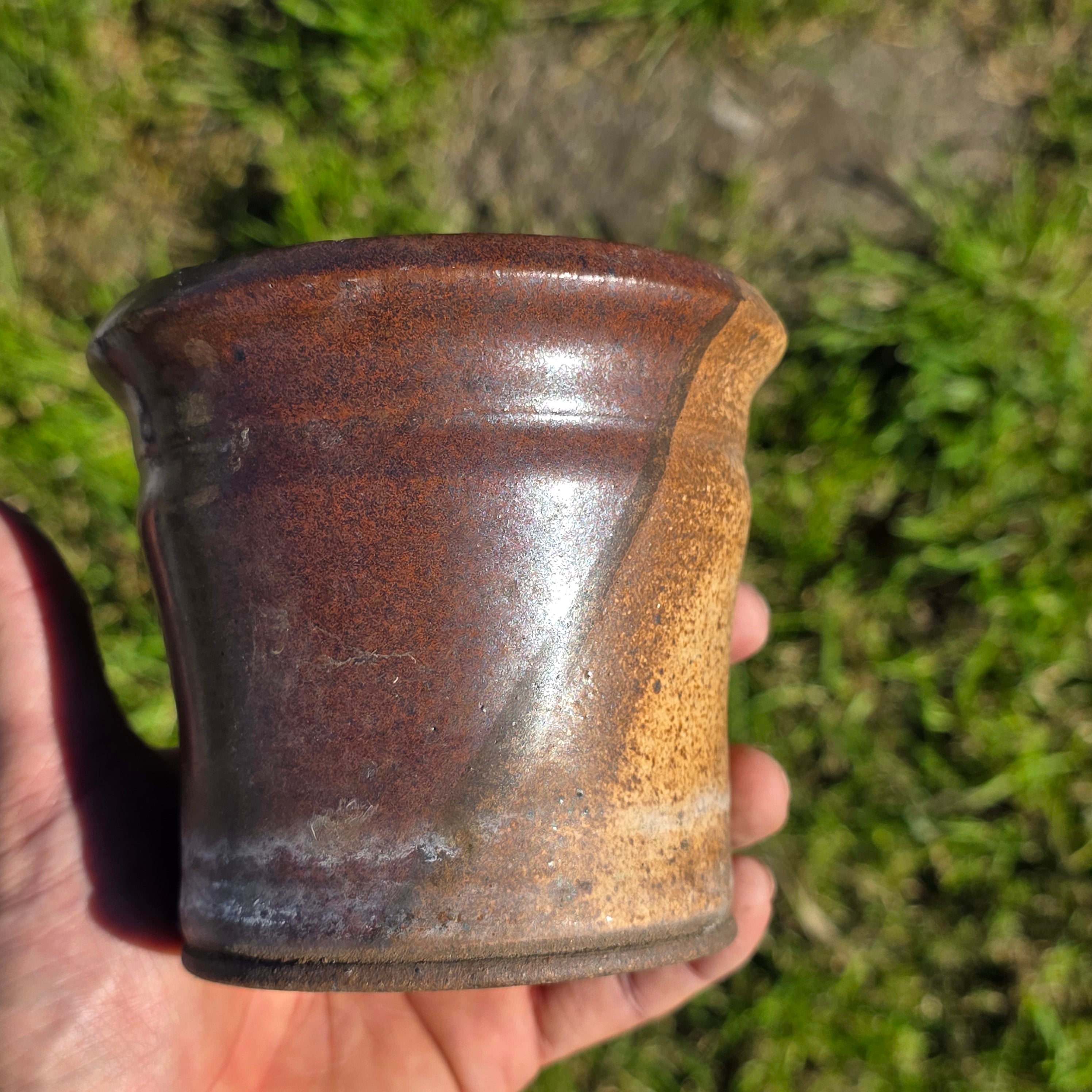 Vintage Studio Pottery Planter - Earthy Two-Tone Glaze